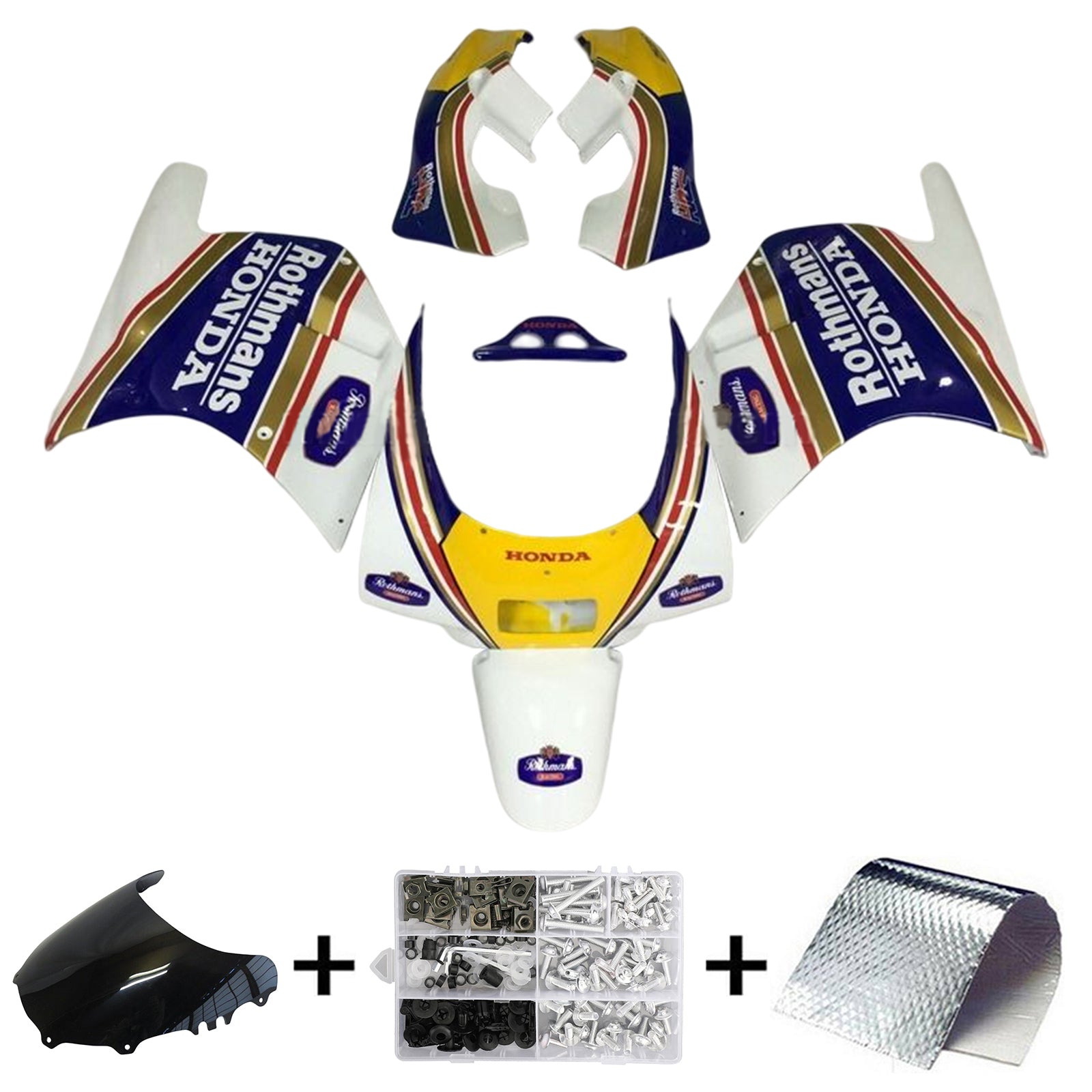 Amotopart Honda NSR250R 1988-1989 Kit de carénage jaune et bleu