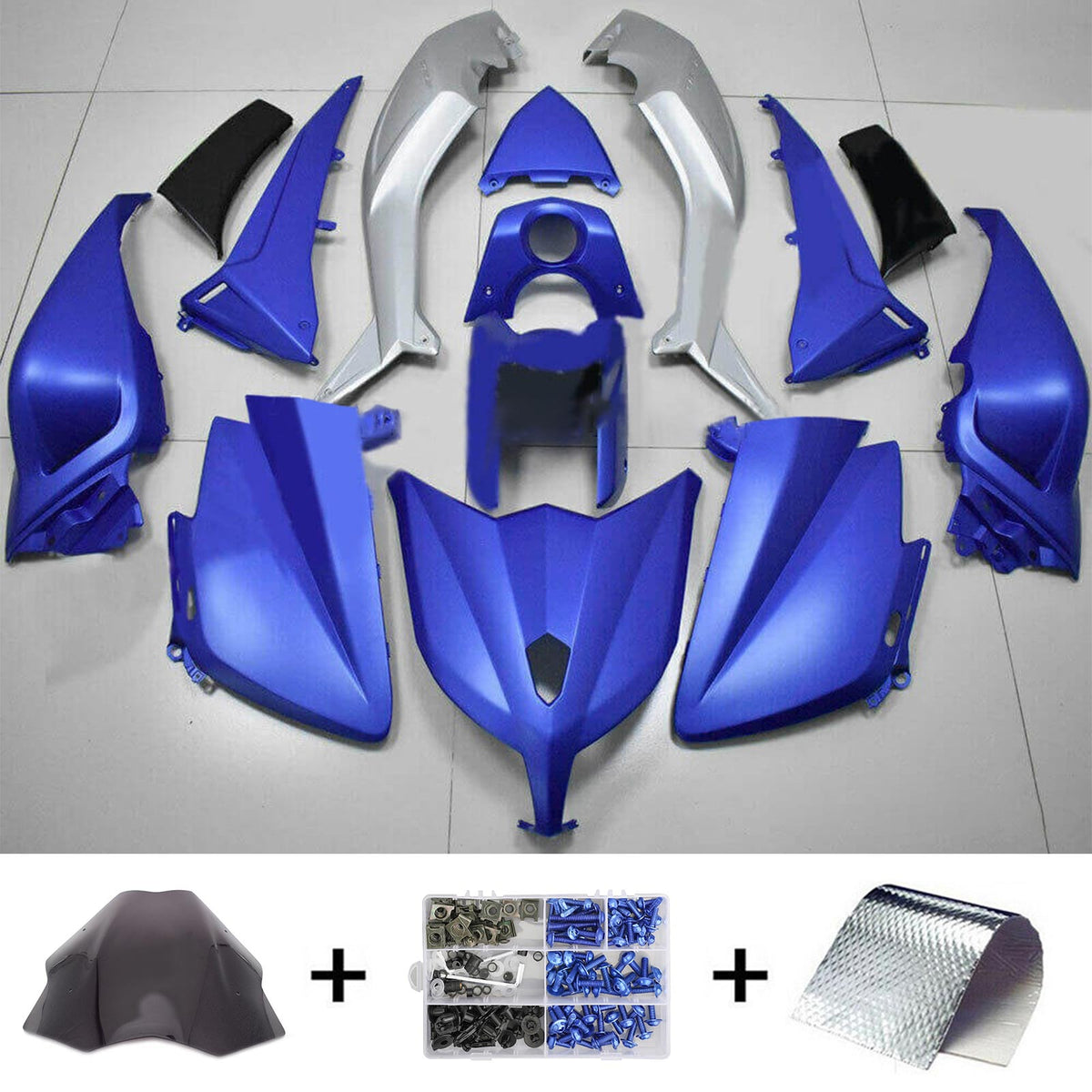 Amotopart 2012–2014 Yamaha T-Max TMAX530 Mattblau und Silber Verkleidungsset