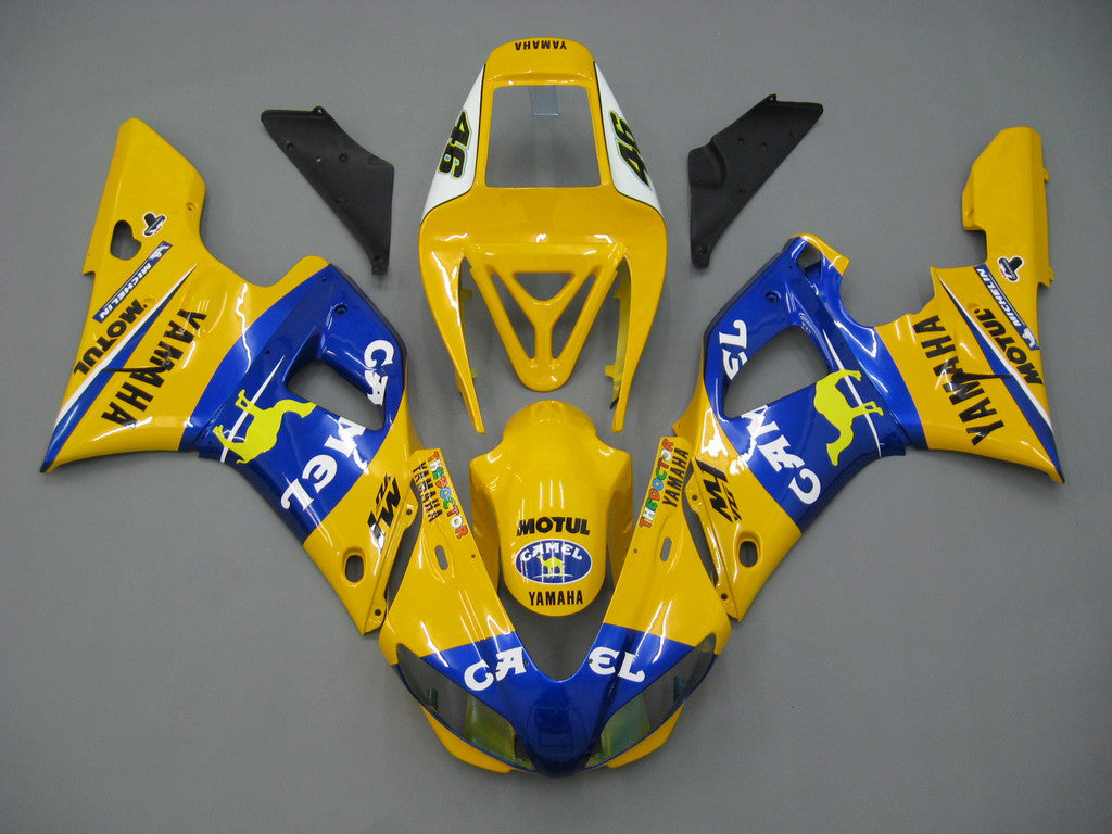 Amotopart 1998-1999 Yamaha YZF 1000 R1 Kit de carenado amarillo y azul