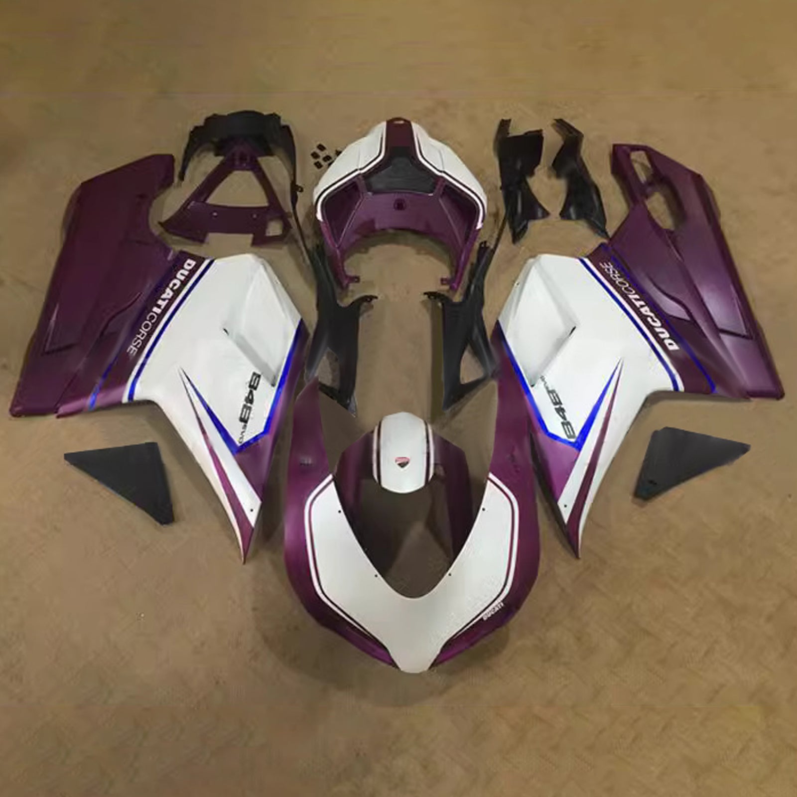 Amotopart 2007-2011 Ducati 1098/1198/848 Dark Purple White Fairing Kit