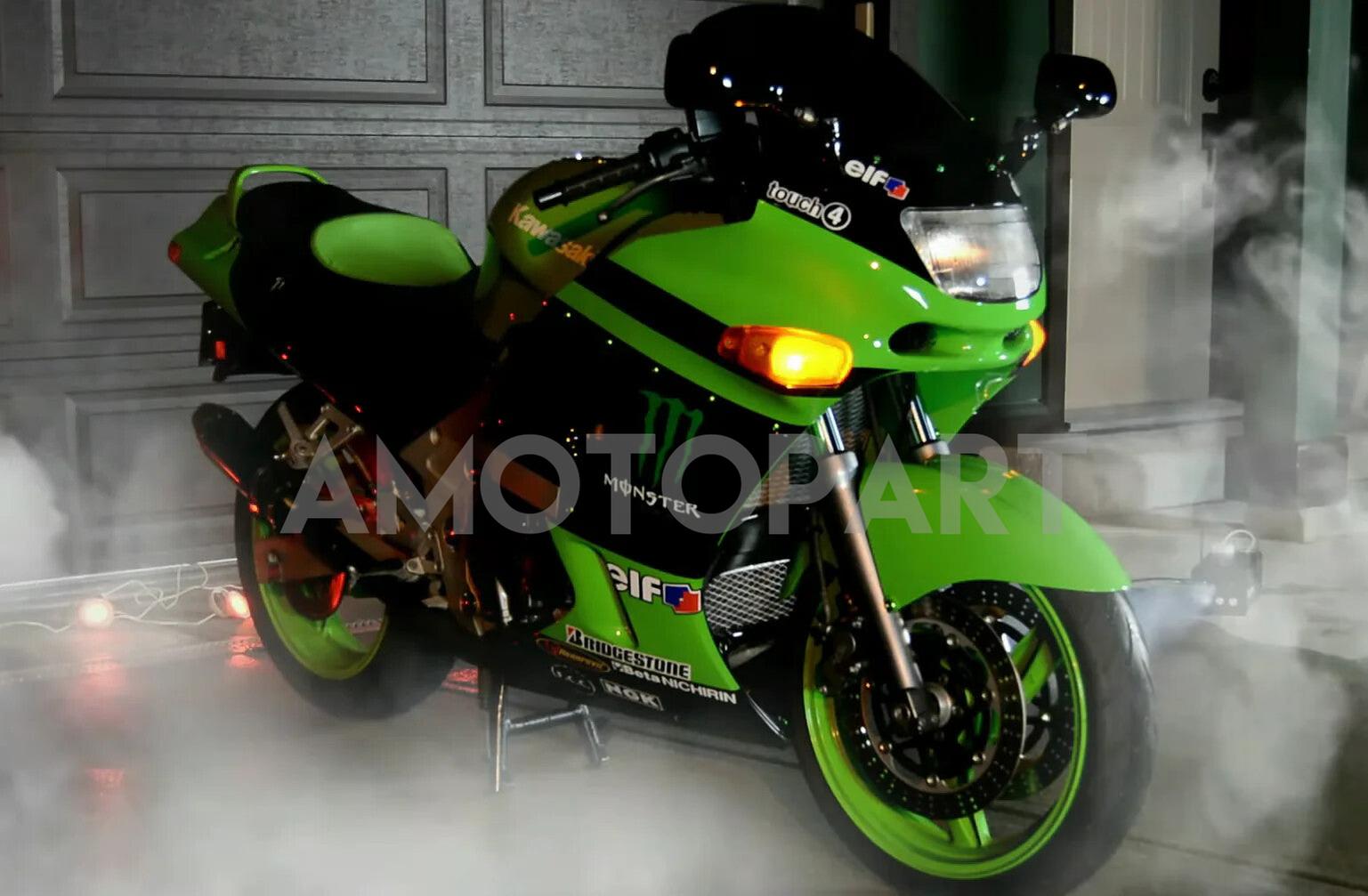 Amotopart Kawasaki 1993-2007 ZZR400 & 1998-2003 ZZR600 Green Black Fairing Kit