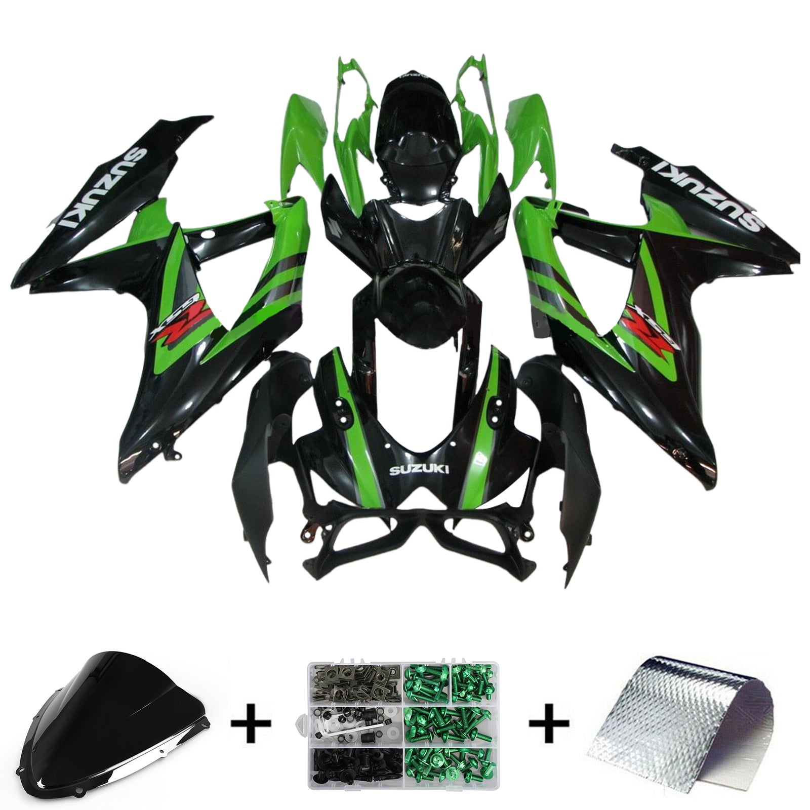 Amotopart 2008-2010 K8 GSXR 600/750 Suzuki Green&Black Fairing Kit