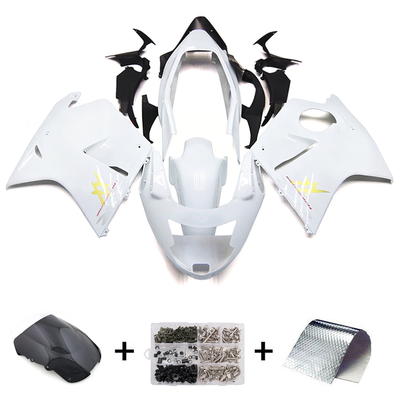Amotopart 1996-2007 Honda CBR1100XX SuperBlackBird White Fairing Kit