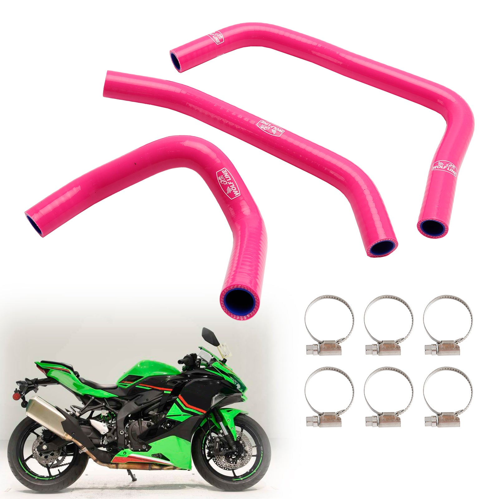 23-24 Kawasaki ZX4R ZX-4RR Silikon-Kühlerkühlmittelschlauch-Kit