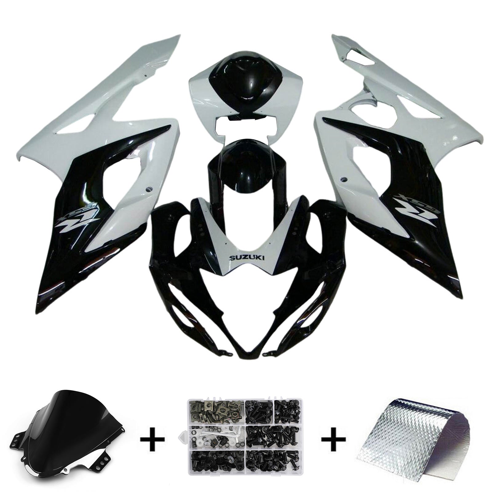 Amotopart 2005-2006 K5 GSXR1000 Suzuki Kit de carenado blanco y negro