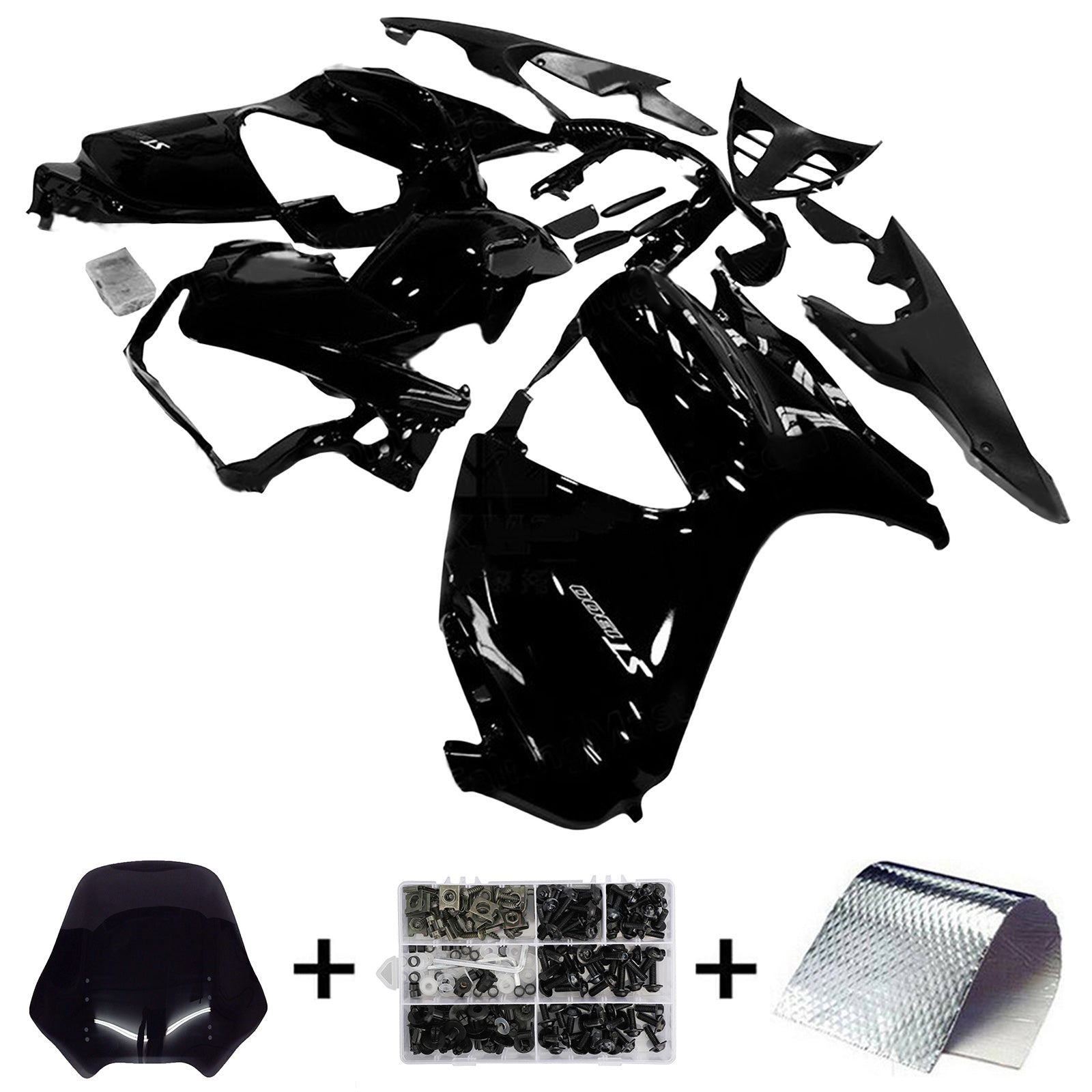 Amotopart Honda ST1300 2002-2016 Kit de carenado negro brillante