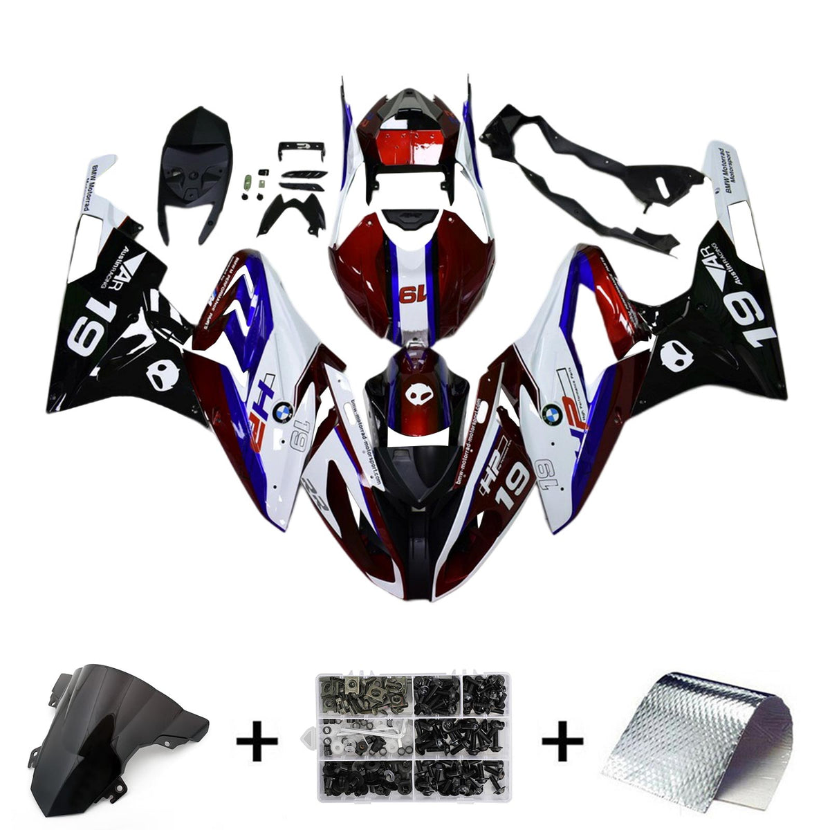 Amotopart BMW S1000RR 2015-2016 Blue&Red Style5 Fairing Kit