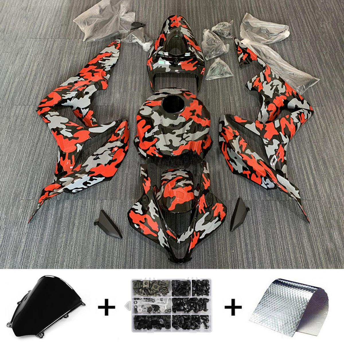 Amotopart 2007-2008 Honda CBR600RR Kit de carenado naranja gris