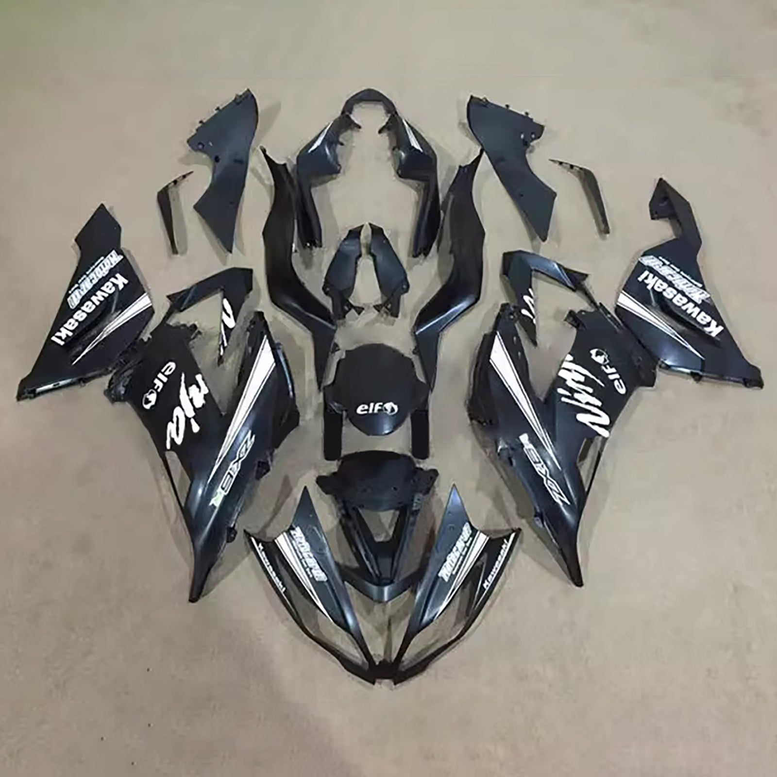 Amotopart 2013-2018 Kawasaki ZX6R 636 Black & White Fairing Kit