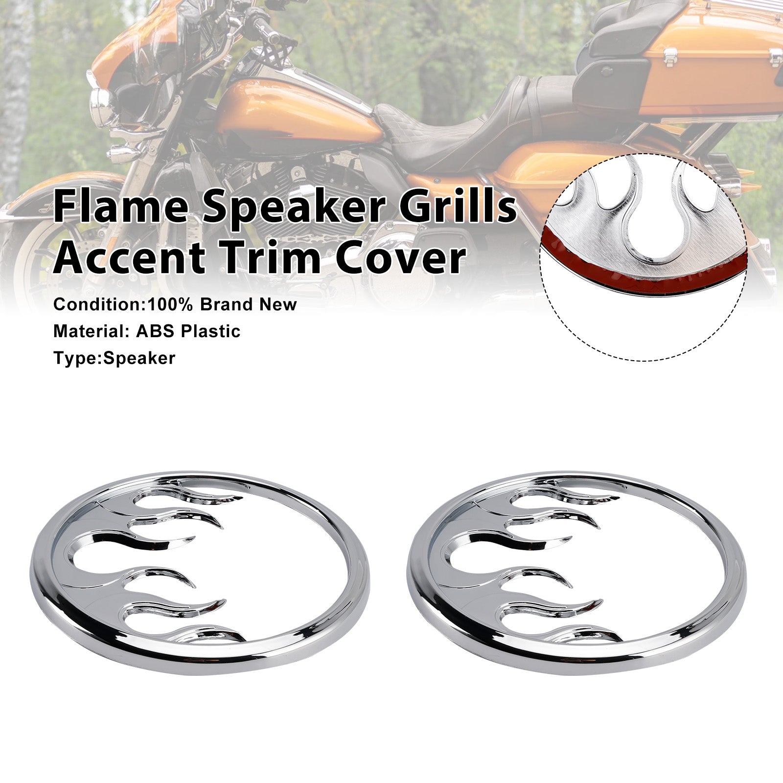 Touring Electra Glide Ultra Classic Flame Speaker Grills Accent Trim Cover