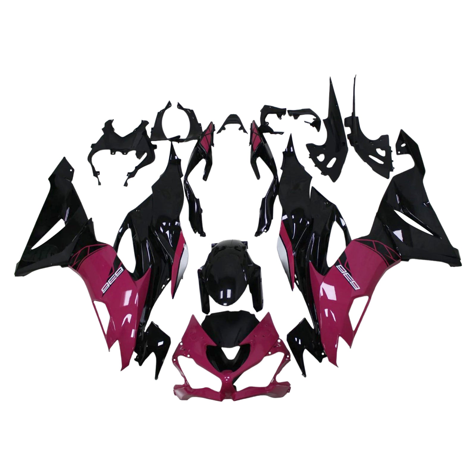 Amotopart 2019-2023 Kawasaki ZX6R Black Pink Purple Fairing Kit