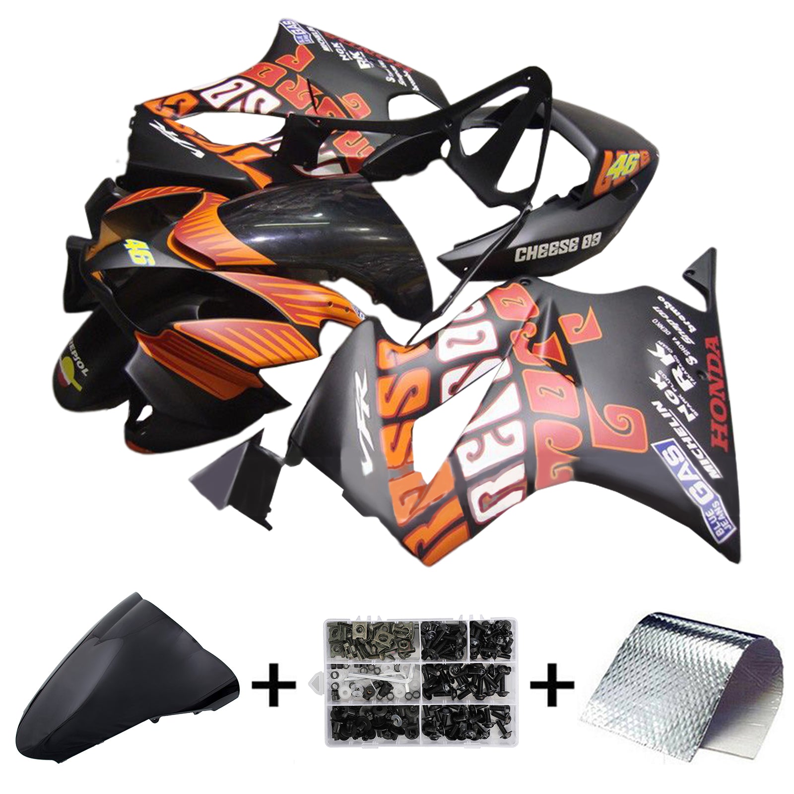 Amotopart 2002-2013 Honda VFR800Black Orange Fairing Kit