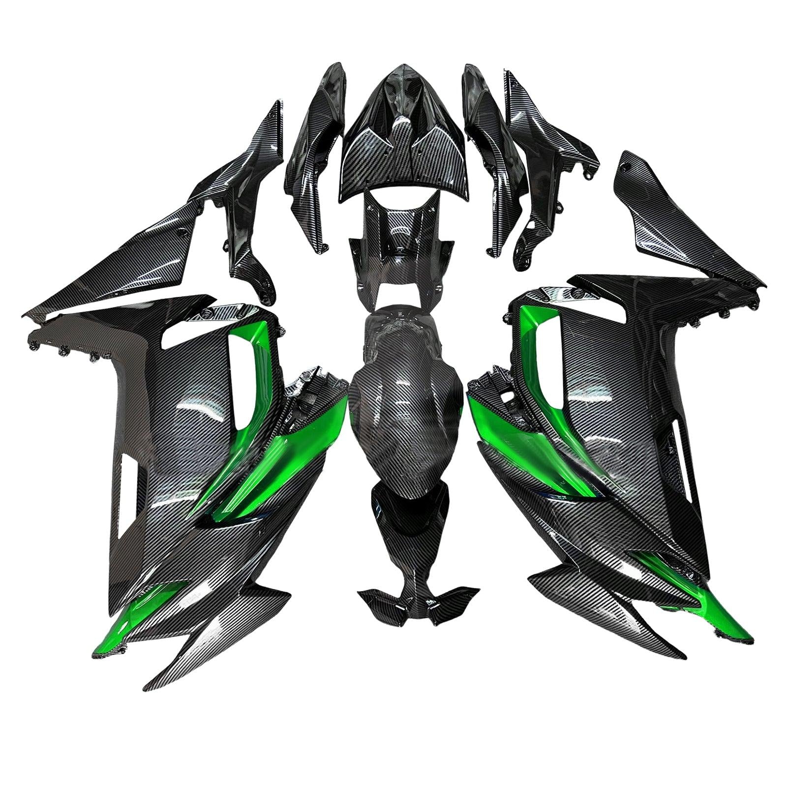Amotopart 2020-2025 Kawasaki ER6F Ninja650 Carbon Fiber Pattern Green Fairing Kit