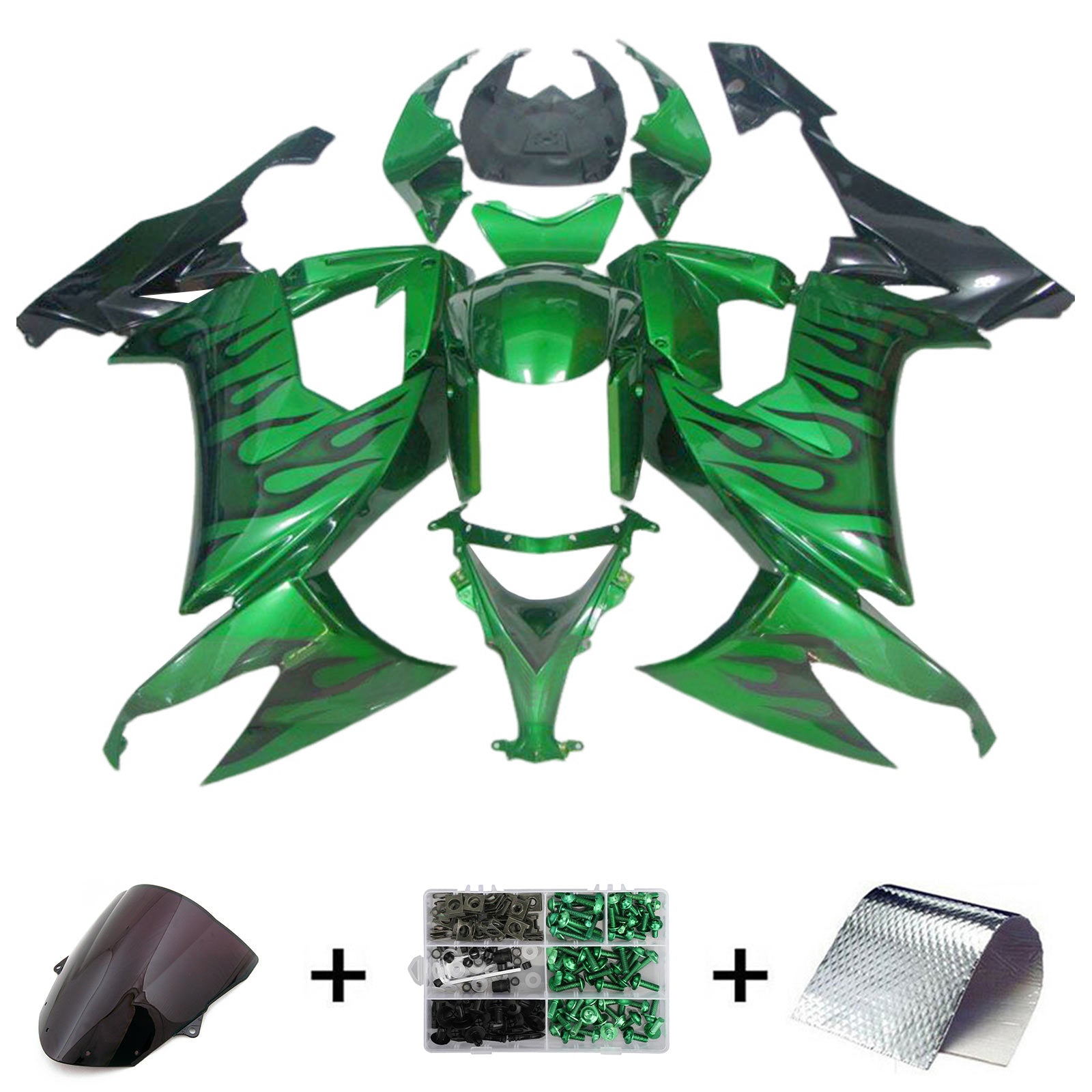 Amotopart 2008-2010 Kawasaki ZX10R Kit de carenado verde brillante