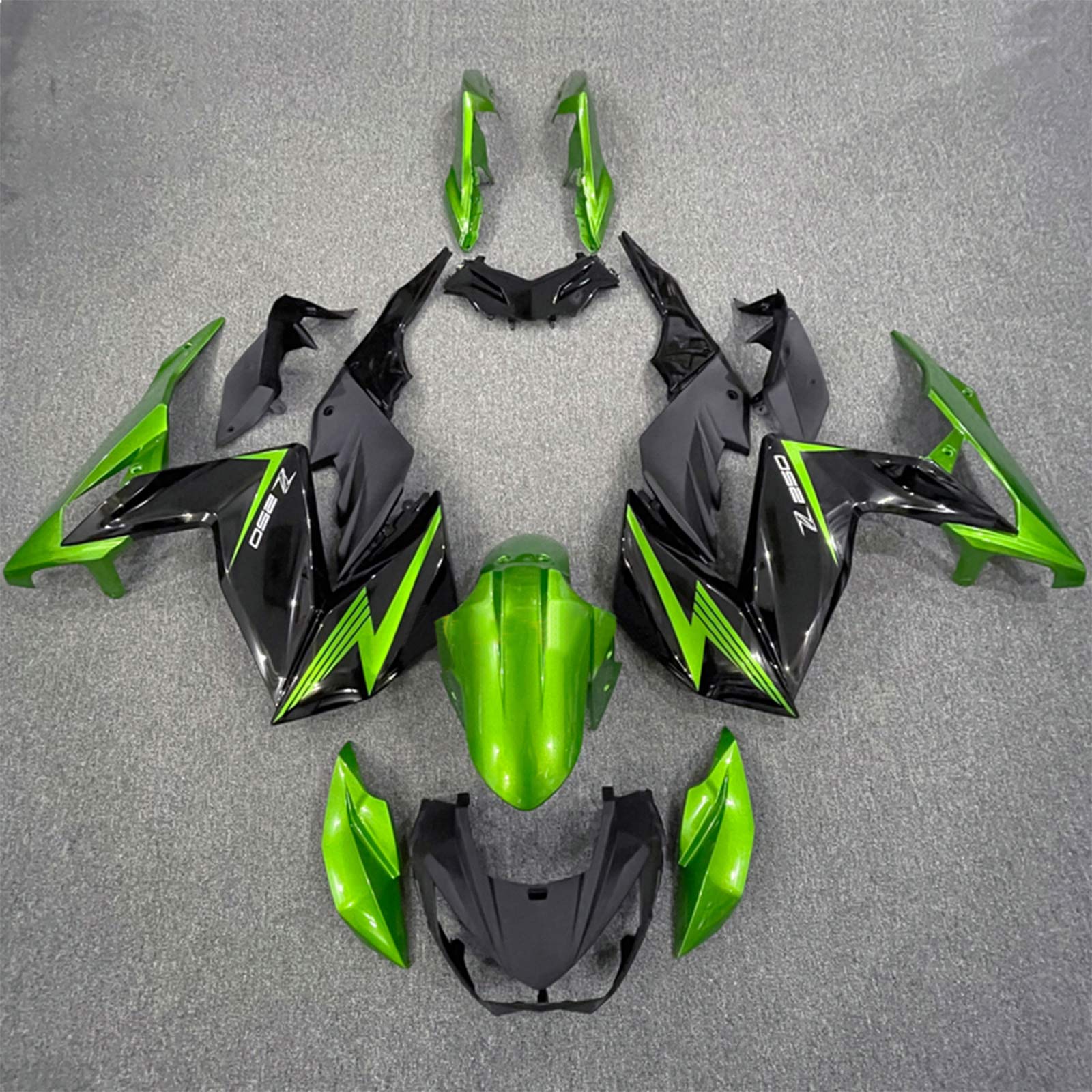 Amotopart 2015-2016 Z250 Z300 Kawasaki Green&Black Style2 Fairing Kit