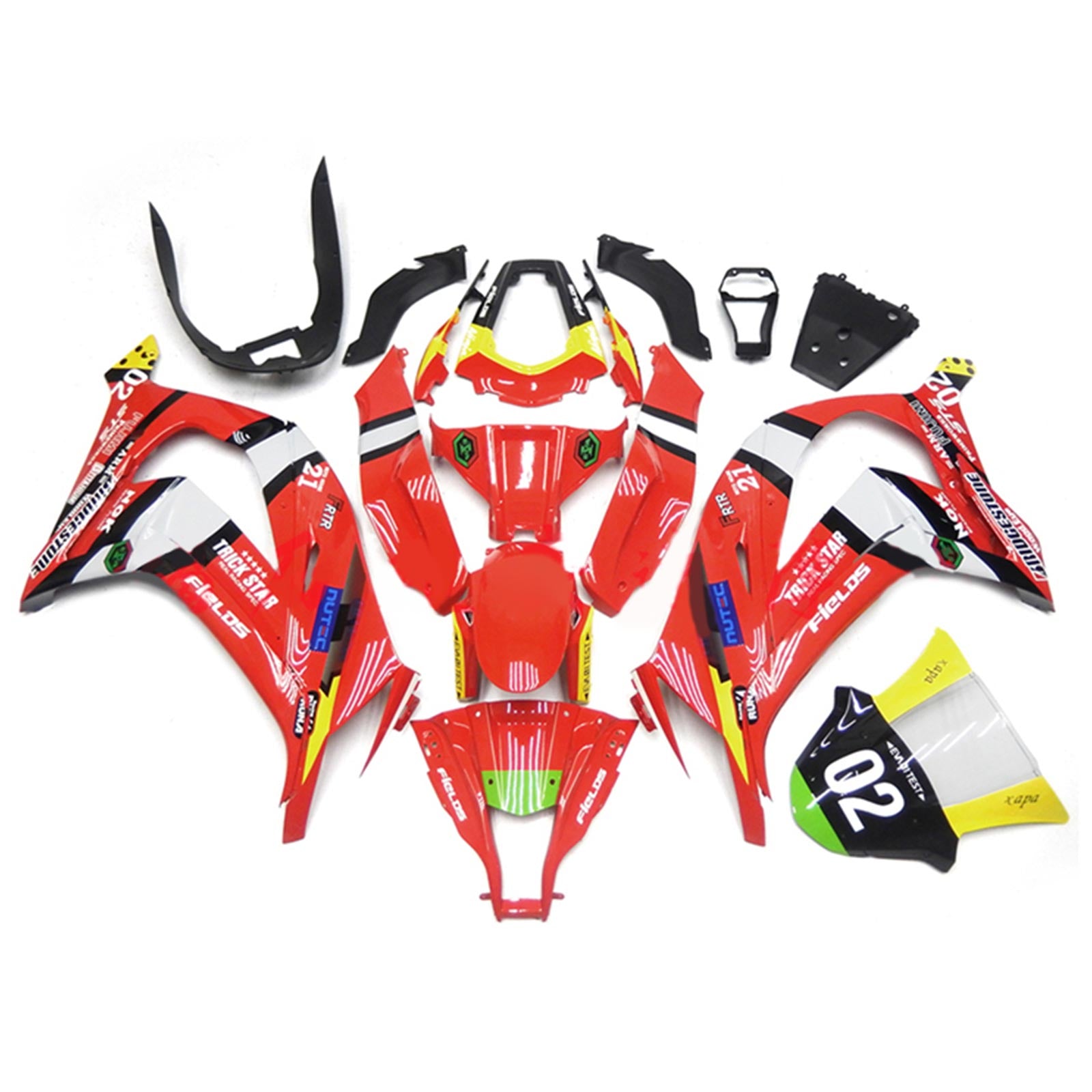 Amotopart 2011-2015 Kawasaki ZX10R Red&Yellow Fairing Kit