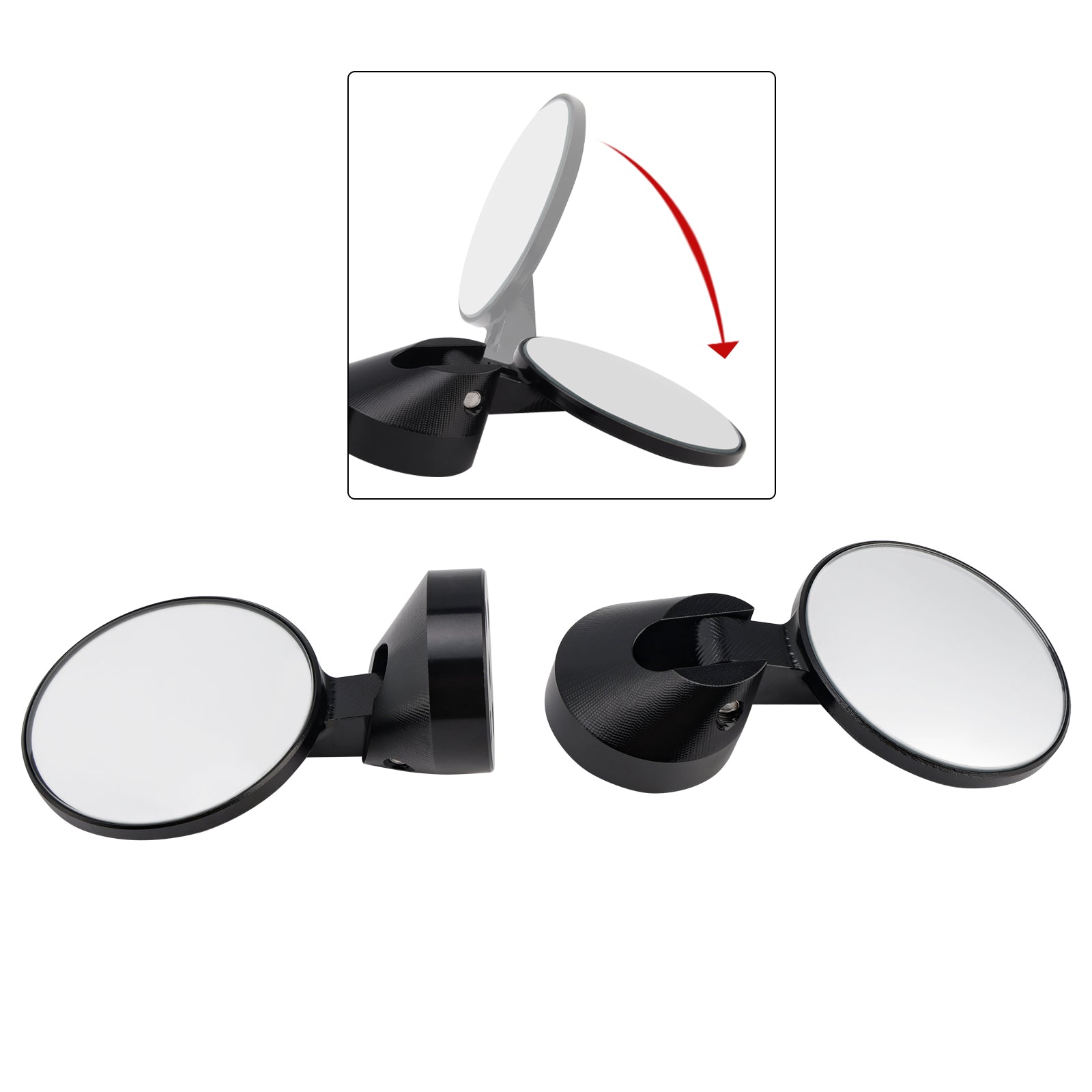 Piaggio / Vespa Cnc Aluminum Mini Handlebar Bar End Mirror Set D=35mm Black