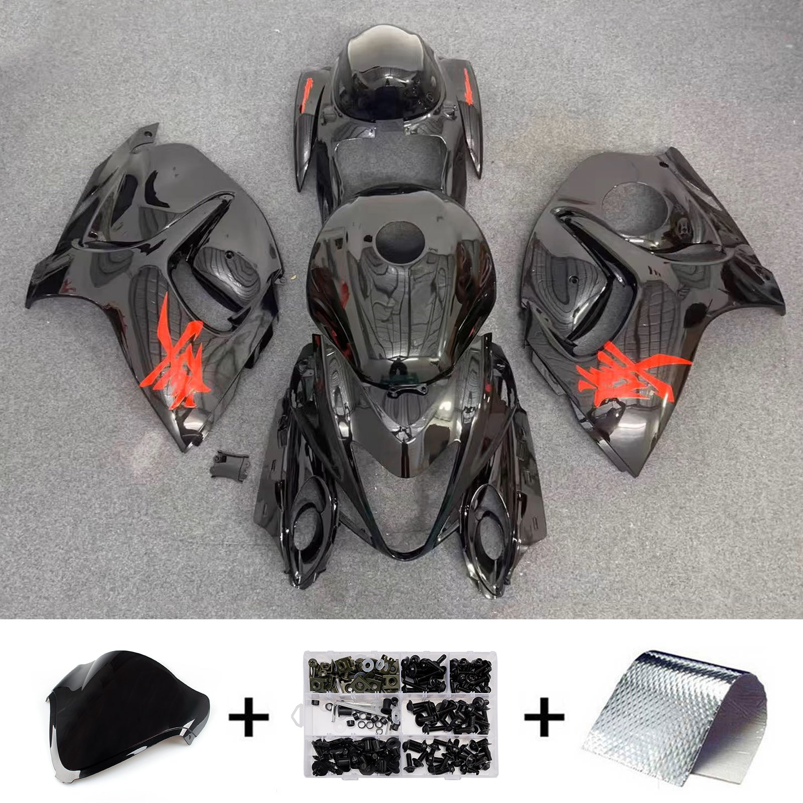 Amotopart 2008–2020 Suzuki Hayabusa GSX1300R schwarzes Verkleidungsset