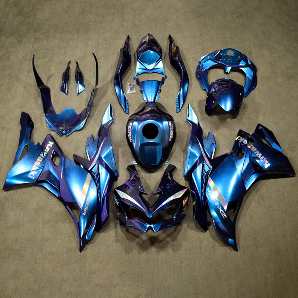 Amotopart 2019-2024 Ninja ZX-25R ZX-4R ZX-4RR Kawasaki Gradient Purple&Blue  Fairing Kit