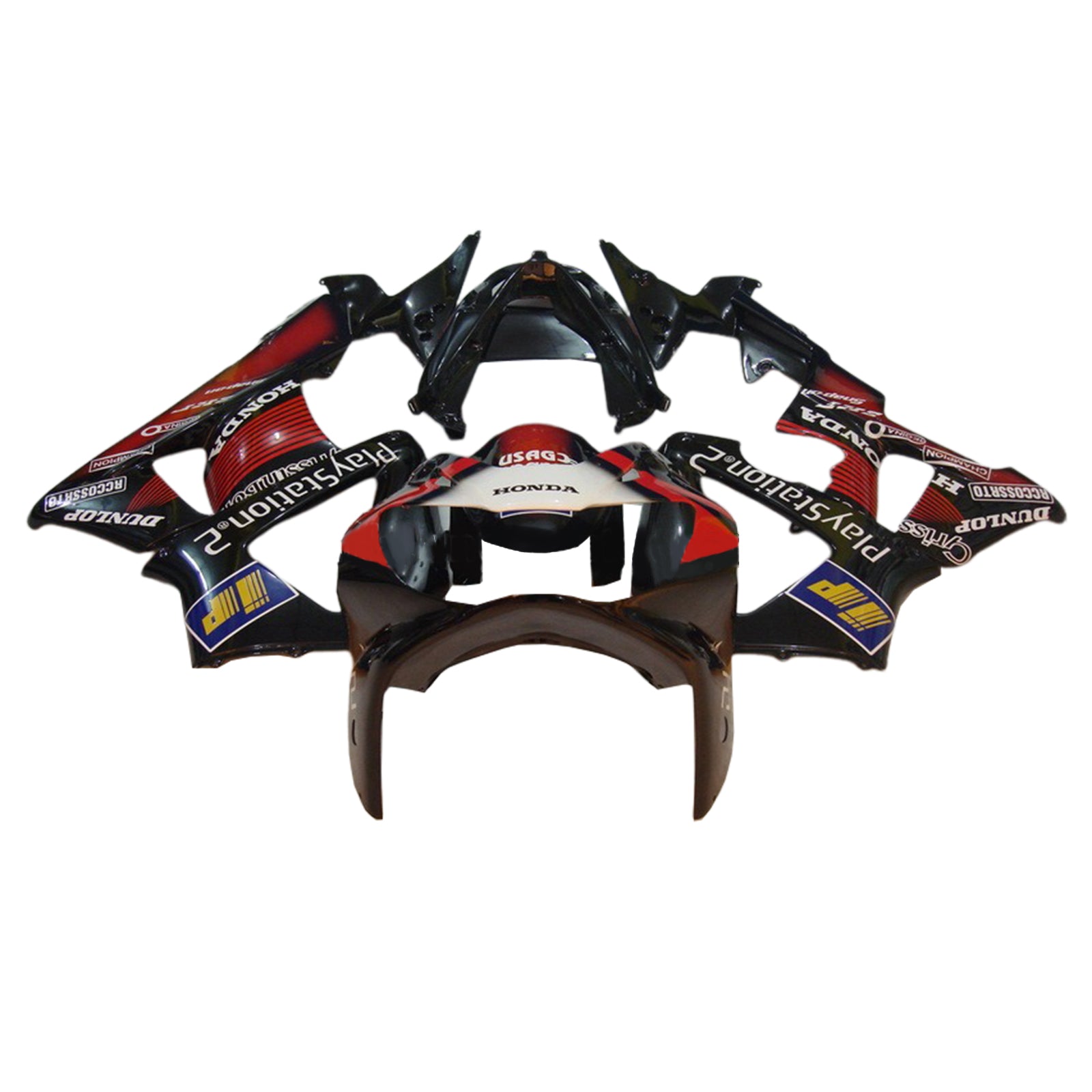 Amotopart 2000-2001 Honda CBR929RR Kit de carénage noir rouge et motifs