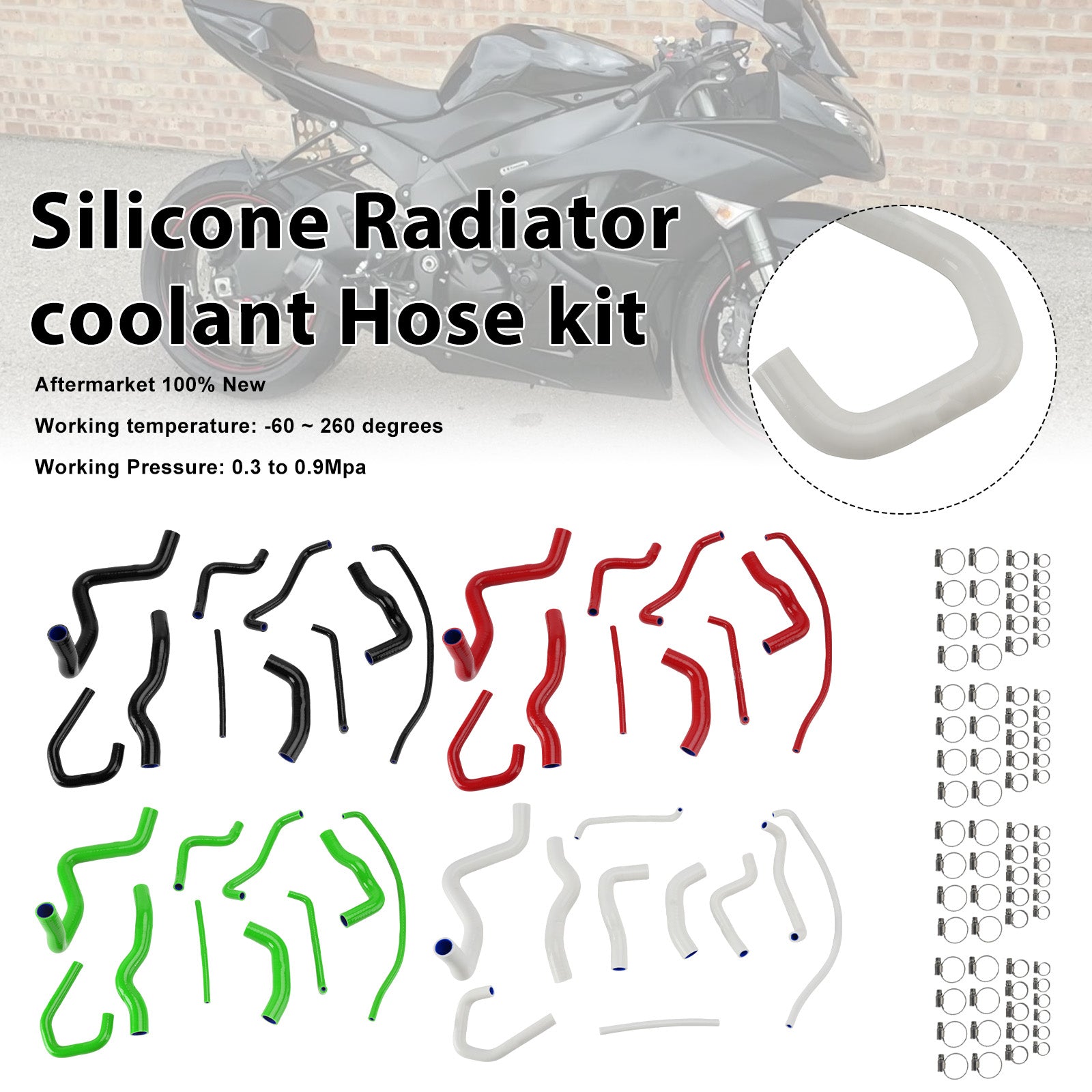 09-26 Kit de mangueira de refrigeração do radiador de silicone Kawasaki Ninja 636 ZX-6R