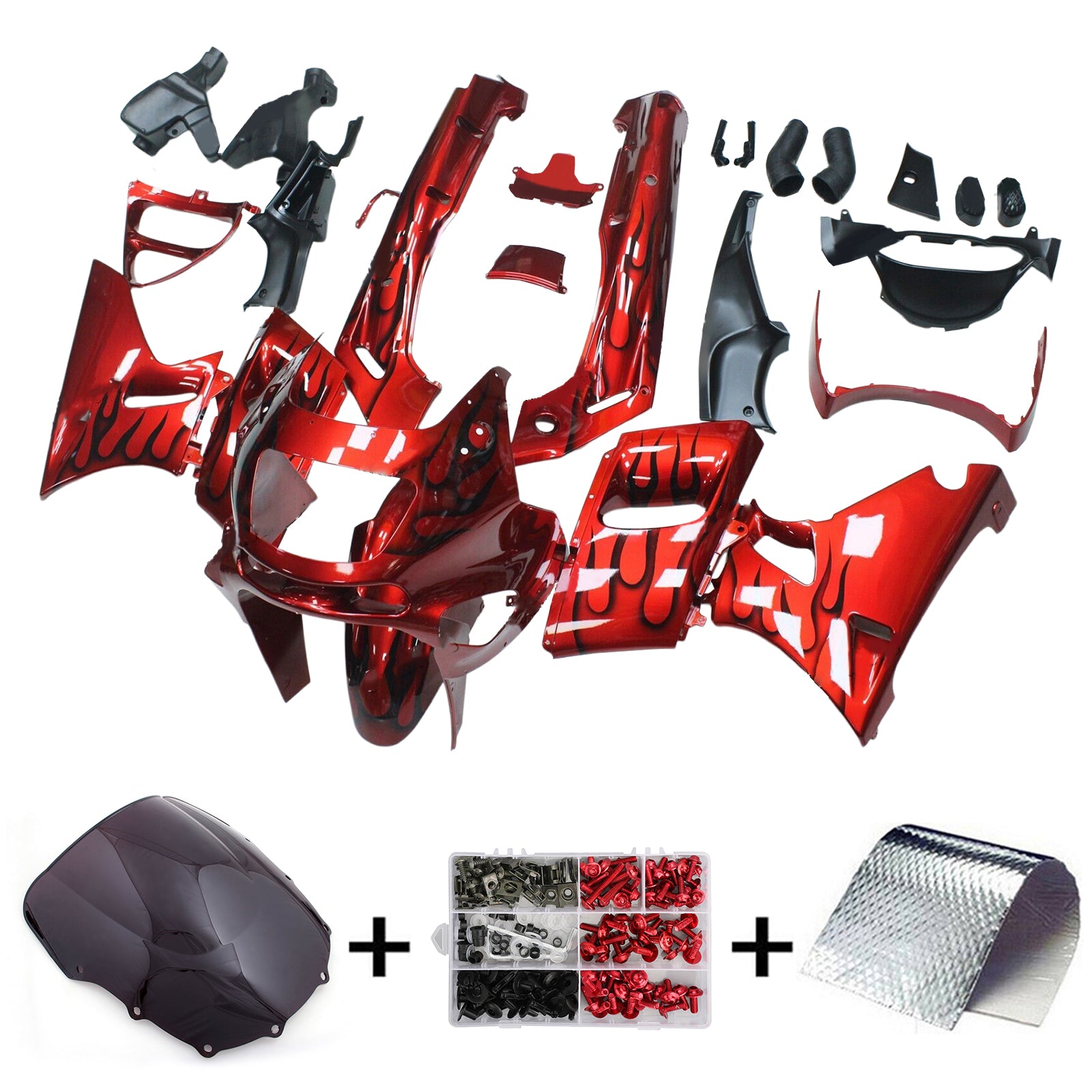 Amotopart  Kawasaki 93-07 ZZR400 & 98-03 ZZR600 Red Fairing Kit