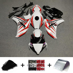 Amotopart 2008-2011 Honda CBR1000RR White&Red Stripe with Logo  Style3 Fairing Kit