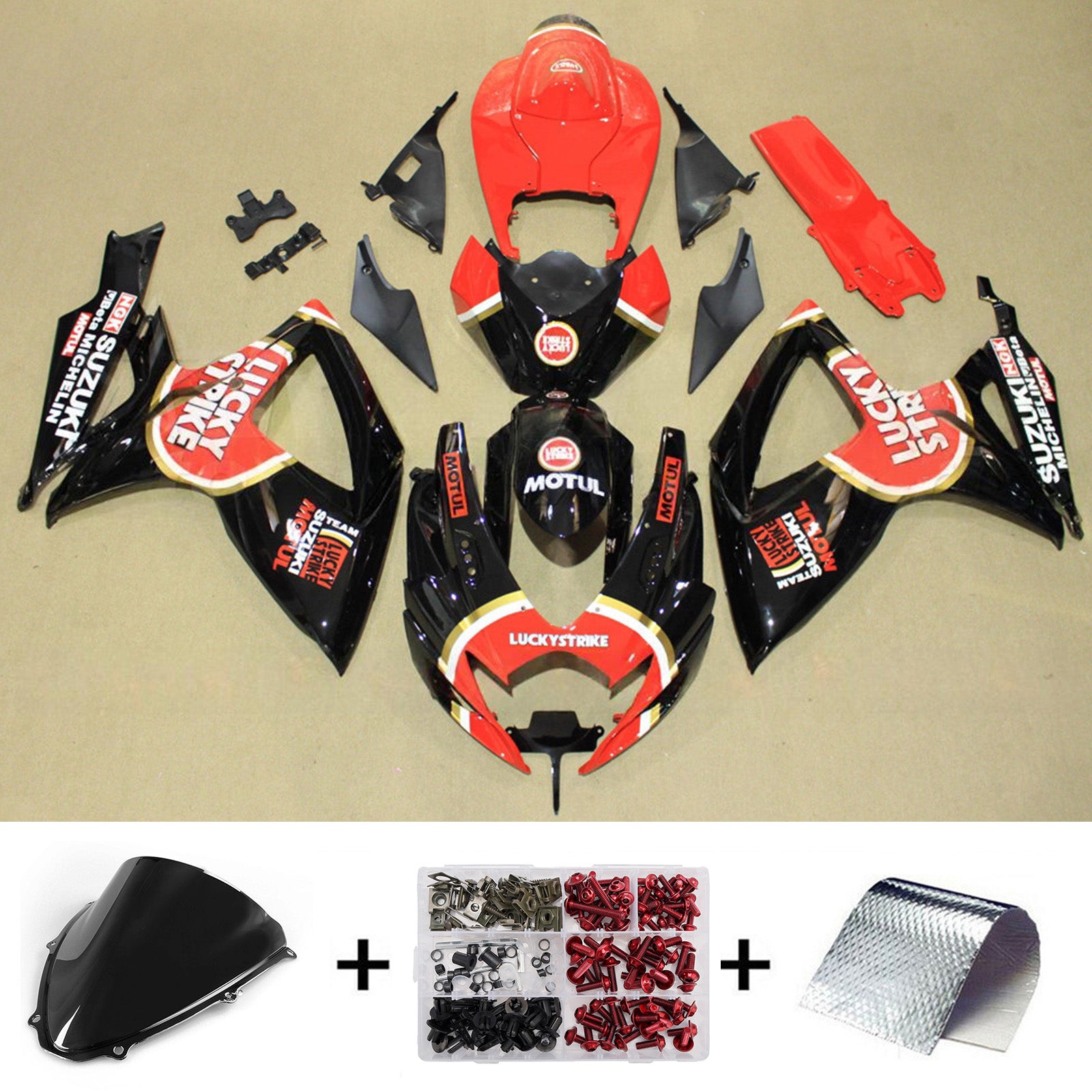 Amotopart 2006-2007 Suzuki GSXR 600/750 Black Red Fairing Kit