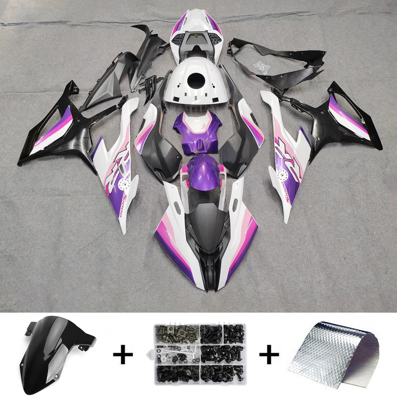 Amotopart 2019-2022 BMW S1000RR Pink Purple White Black Fairing Kit