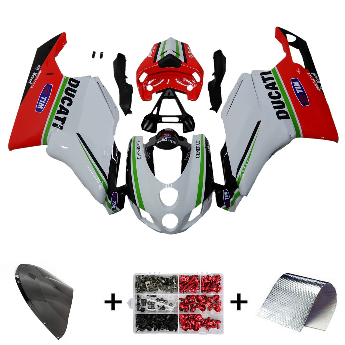 Amotopart Ducati 999 749 2005 2006 Kit de carénage rouge et blanc Style2