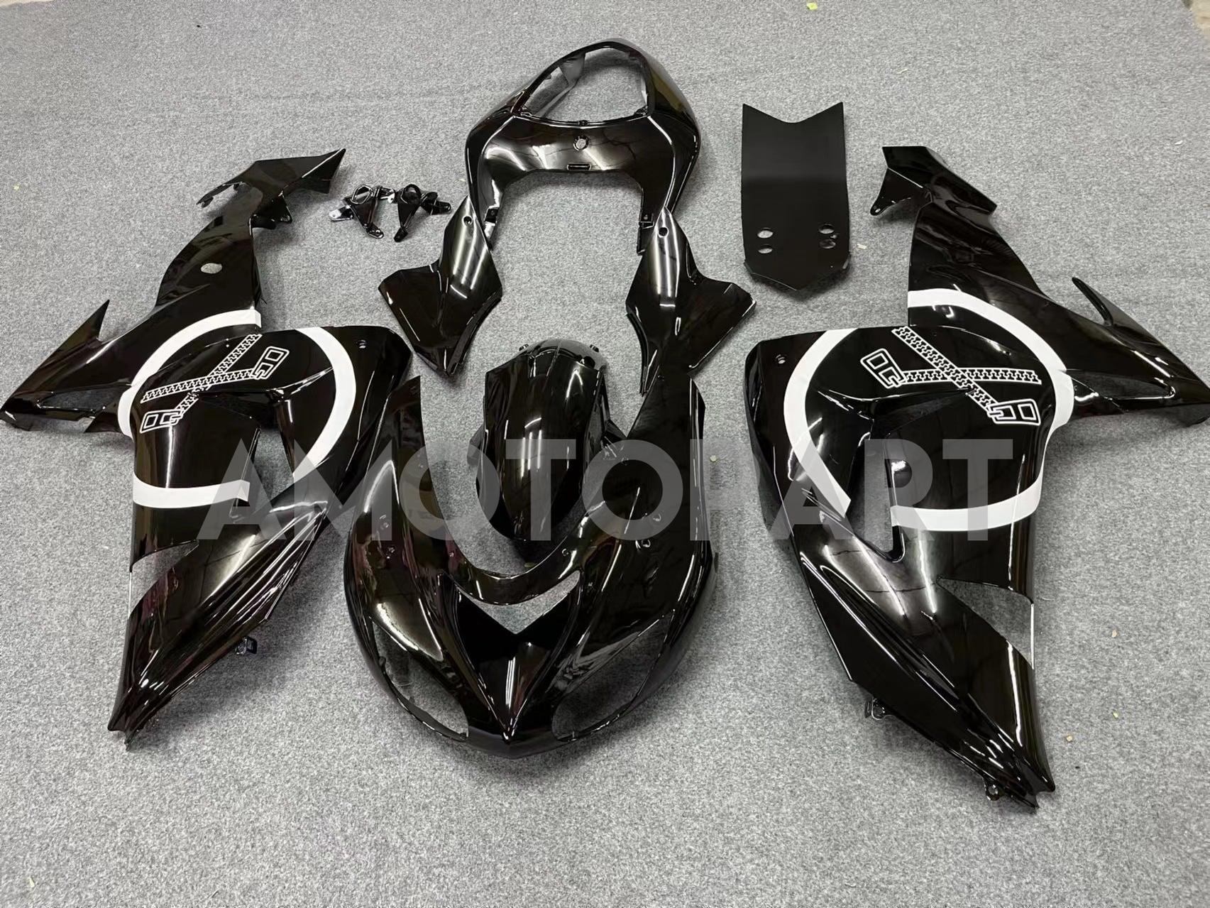 Amotopart Fairings 2006-2007 Kawasaki ZX10R Black With Zipper Fairing Kit