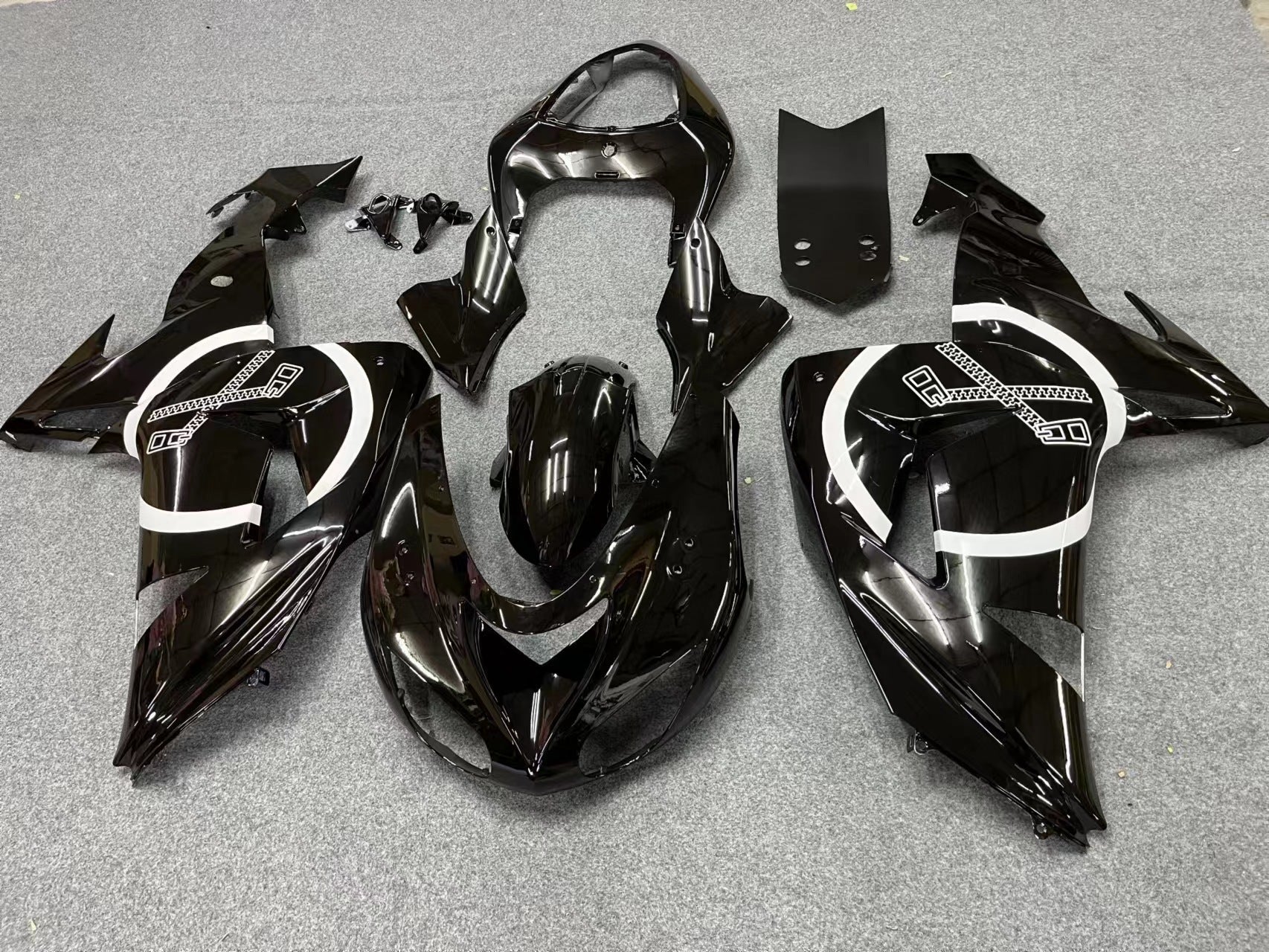 Amotopart Fairings 2006-2007 Kawasaki ZX10R Black With Zipper Fairing Kit