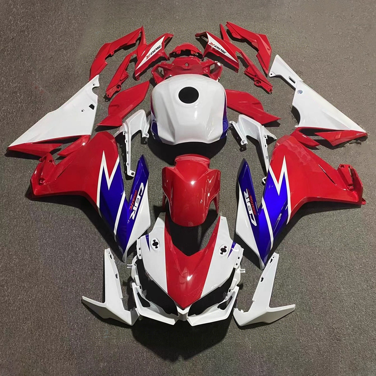 Amotopart 2022-2023 Honda CBR500R White/Red/Blue Fairing Kit