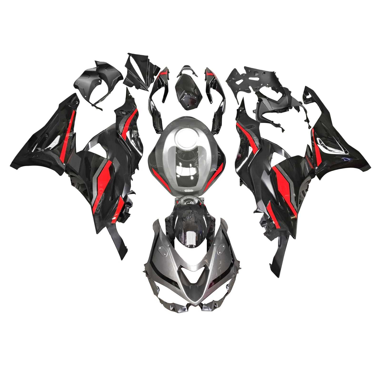 Amotopart 2024-2025 Kawasaki ZX-6R Black Red Fairing Kit