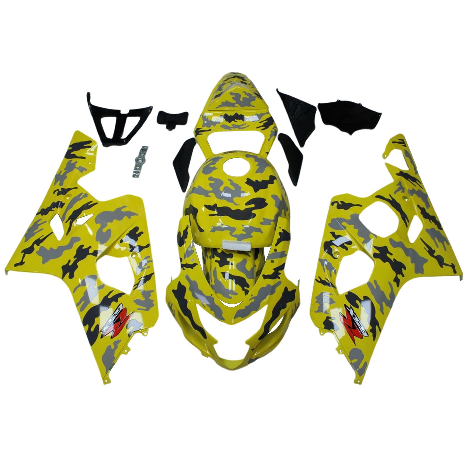 Amotopart 2004-2005 K4 GSXR 600/750 Kit de carénage Suzuki Camo jaune et gris