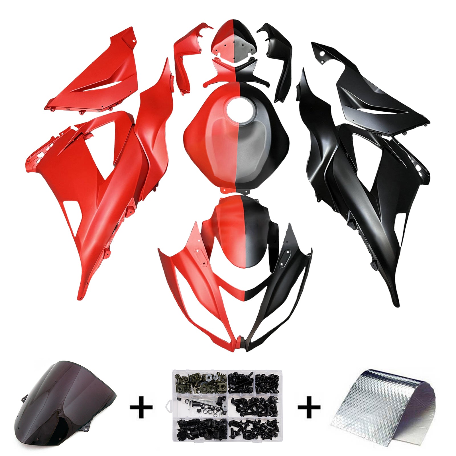 Amotopart 2013-2018 Kawasaki ZX6R 636 Rote Schwarzverkleidung Kit