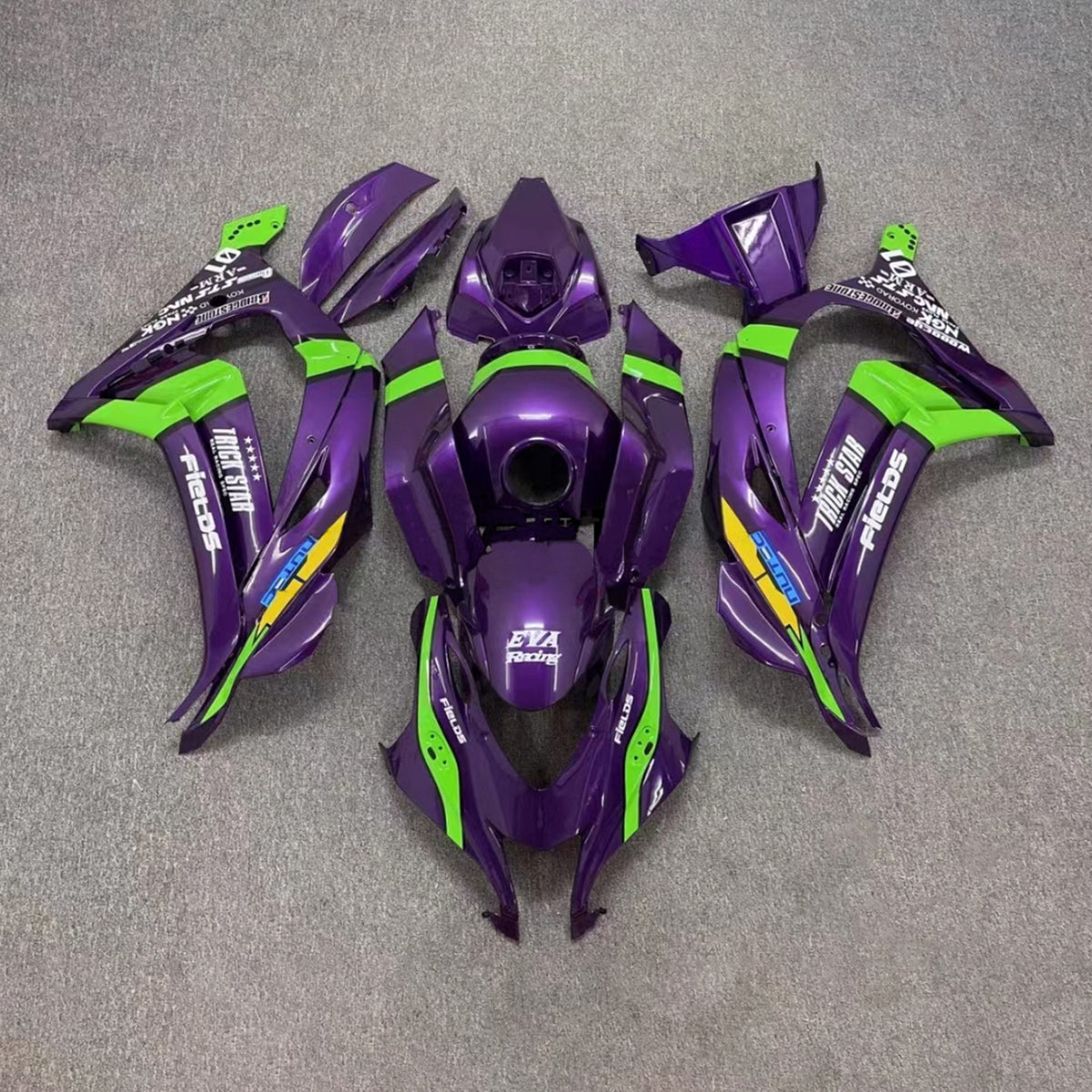 Kit carena Amotopart 2016-2020 Kawasaki ZX10R viola e verde
