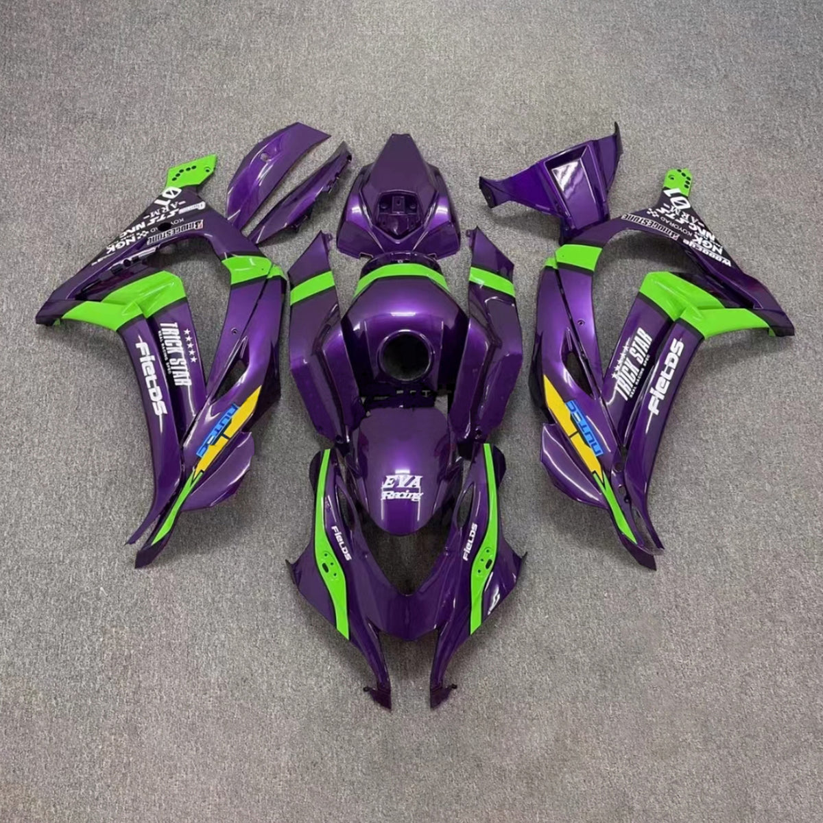 Amotopart 2016-2020 Kawasaki ZX10R Kit de carenado morado y verde