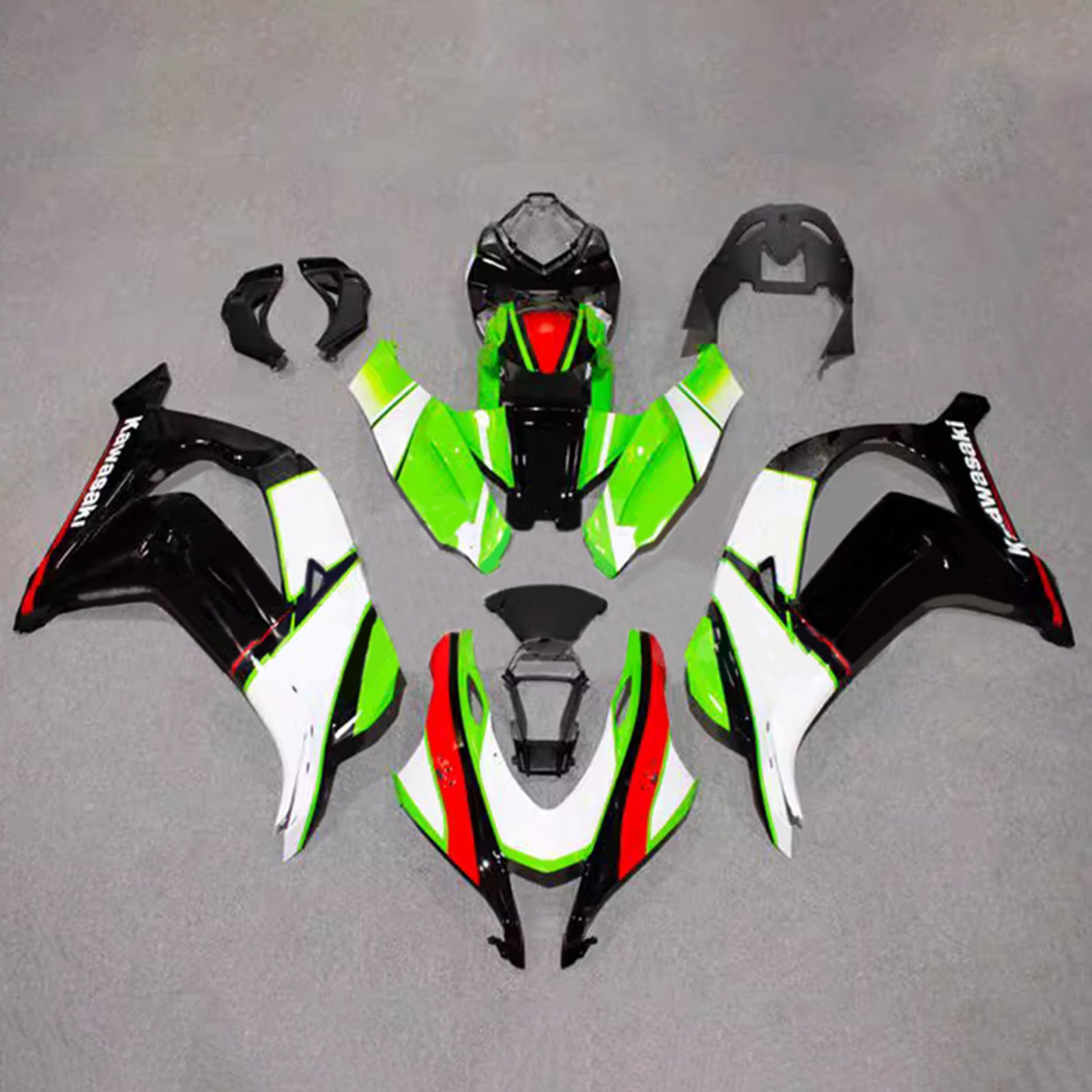 Amotopart 2016-2020 Kawasaki ZX10R Green Black White Red Fairing Kit