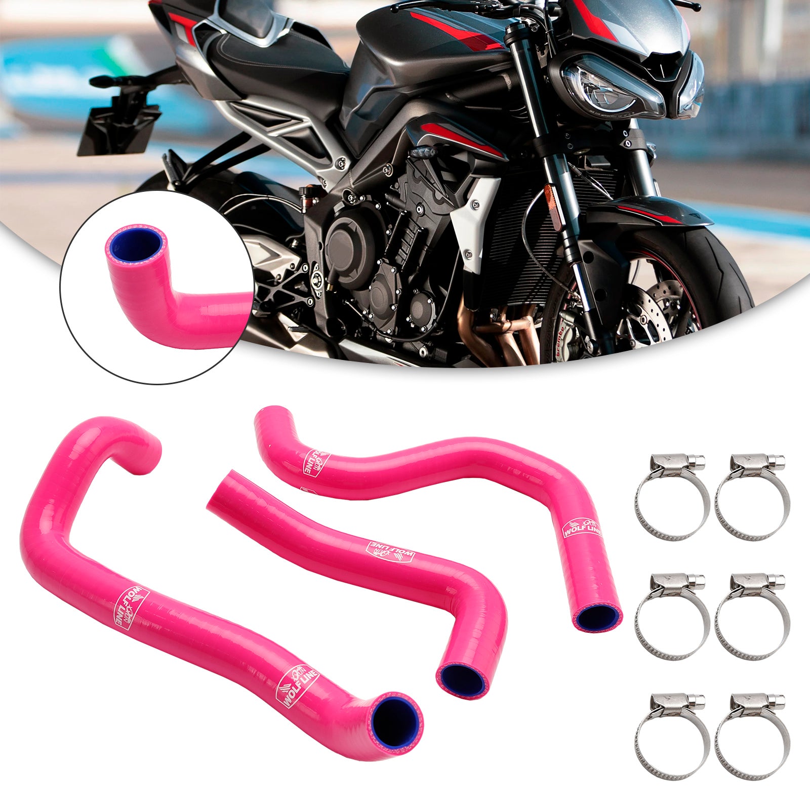 20-22 Street Triple 765 R RS Silicone Radiator Coolant Hose Kit