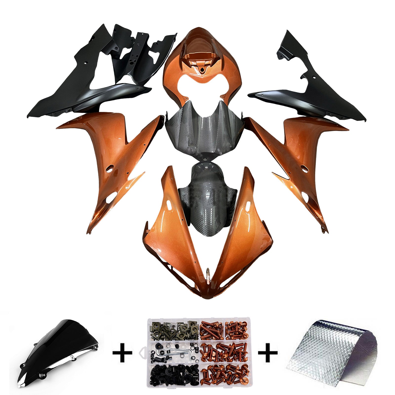 Amotopart 2004-2006 Yamaha YZF-R1 Carbon Fiber Pattern Brown Fairing Kit