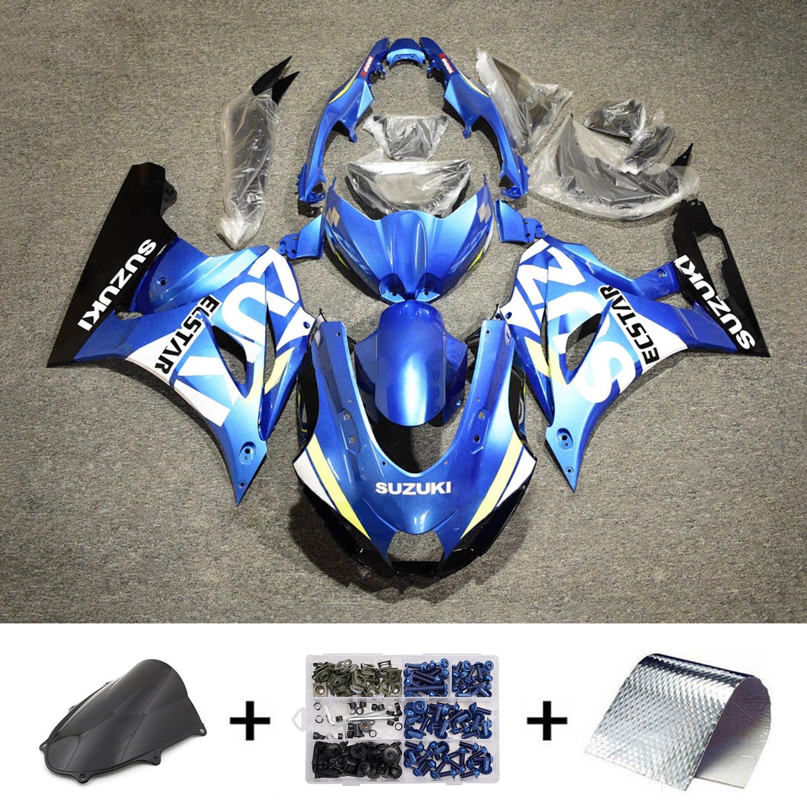 Amotopart 2017-2025 Suzuki GSXR1000 Blue White Black Fairing Kit