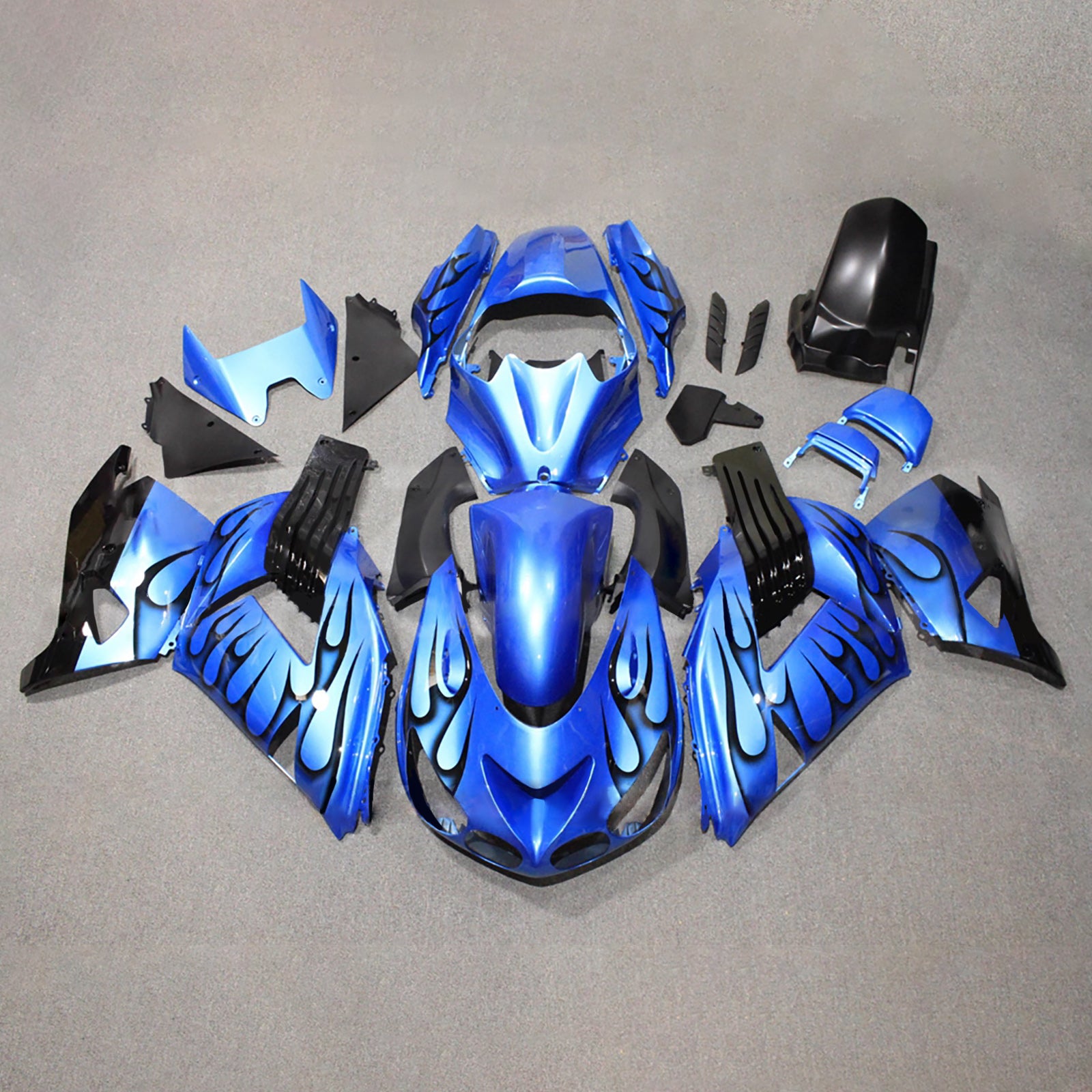 Amotopart 2012-2025 Kawasaki ZX14R ZZR1400 Blue Black Fairing Kit