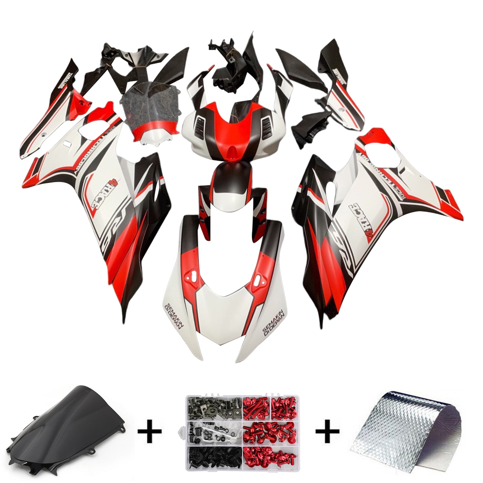 Kit de carenado Amotopart Yamaha YZF-R6 2017-2023 rojo y blanco Style3