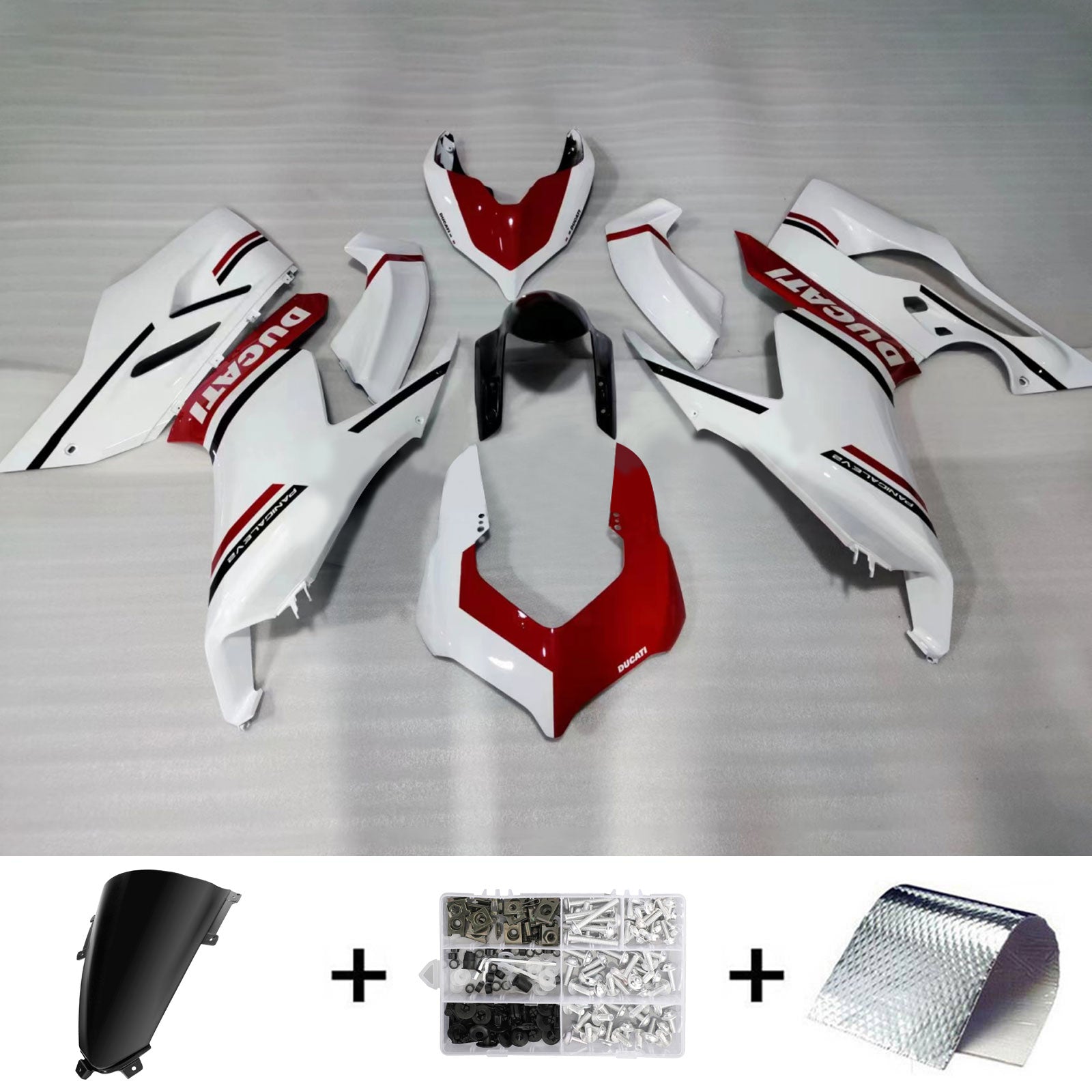 Kit de carénage Amotopart 2020-2024 Ducati Panigale V2 blanc rouge