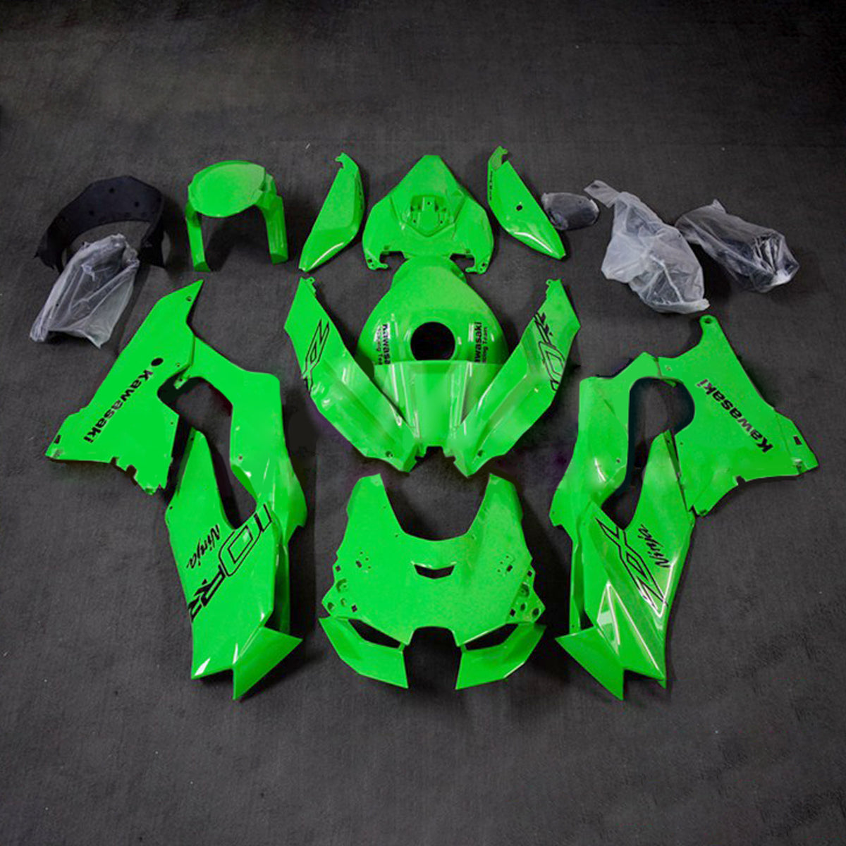 Amotopart 2021-2024 ZX-10R ZX-10RR Kawasaki グリーン フェアリングキット