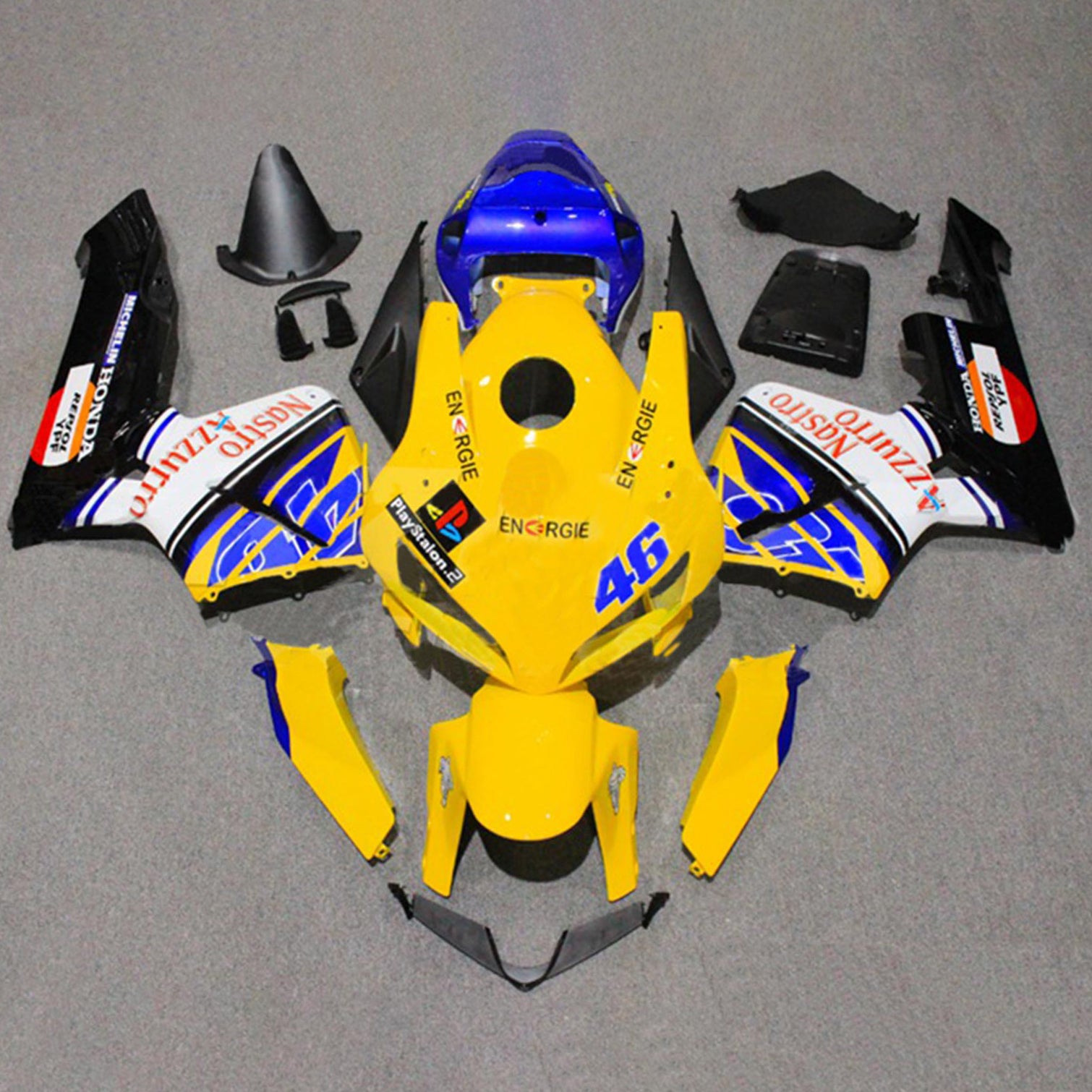 Amotopart 2005-2006 ホンダ CBR600RR イエロー ブルー フェアリングキット