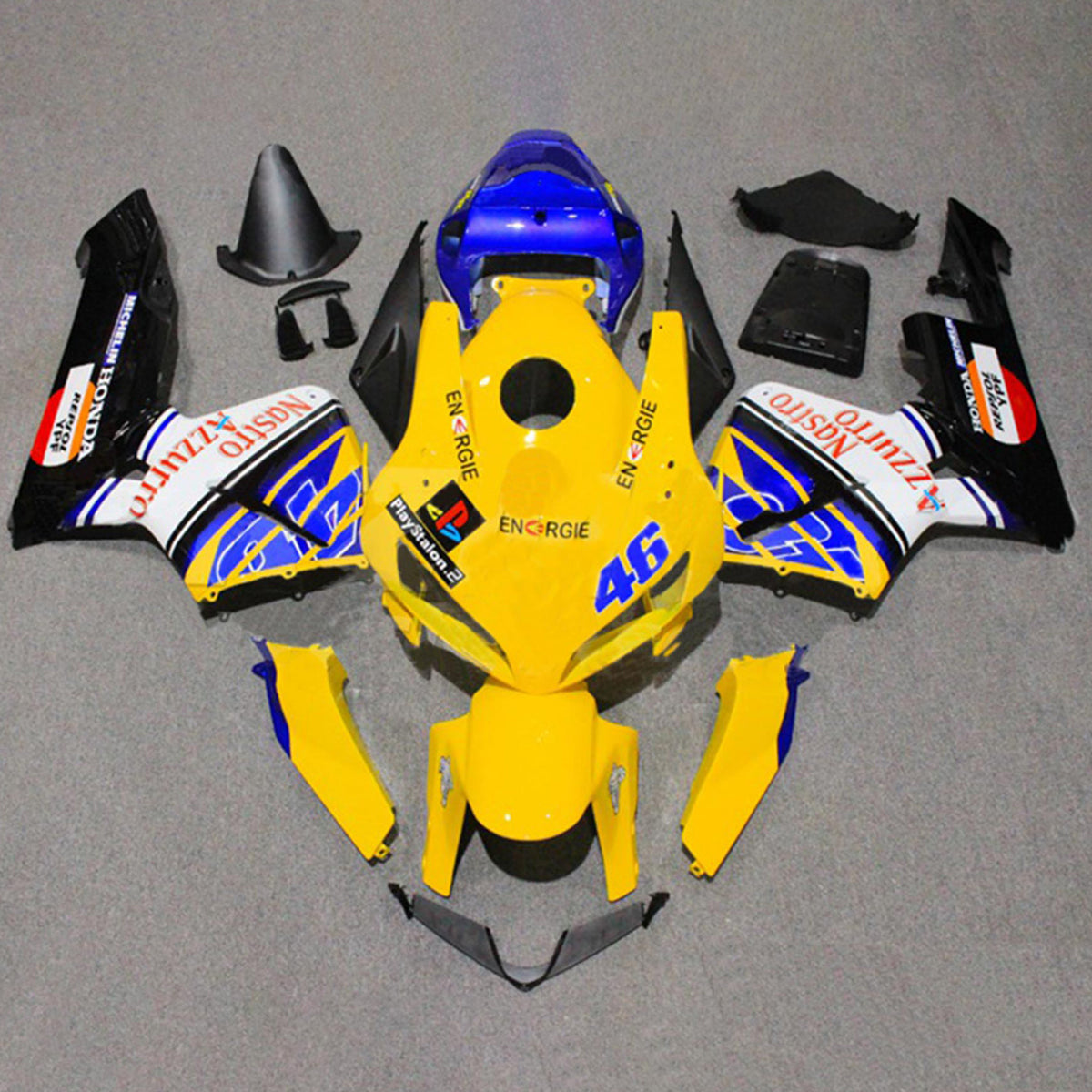 Amotopart 2005–2006 Honda CBR600RR Gelb-blaues Verkleidungsset