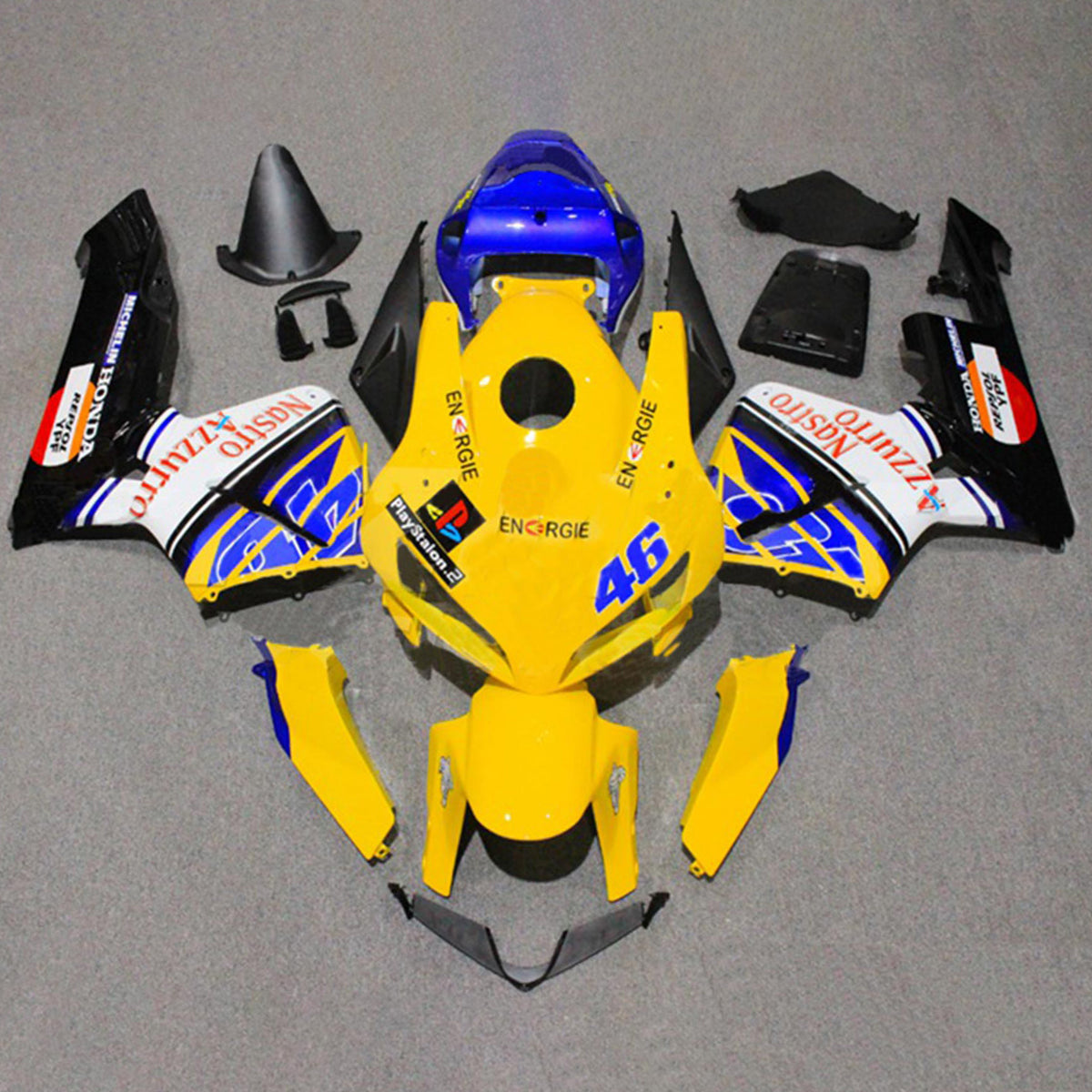 Kit carena Amotopart 2005-2006 Honda CBR600RR giallo blu