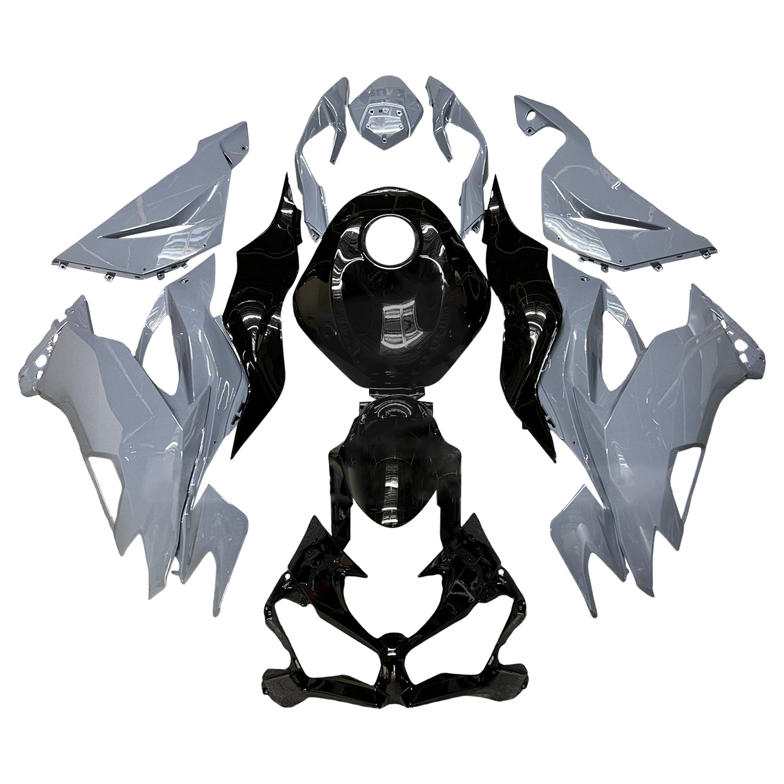 Amotopart 2019-2023 Kawasaki ZX6R Black Gray Fairing Kit